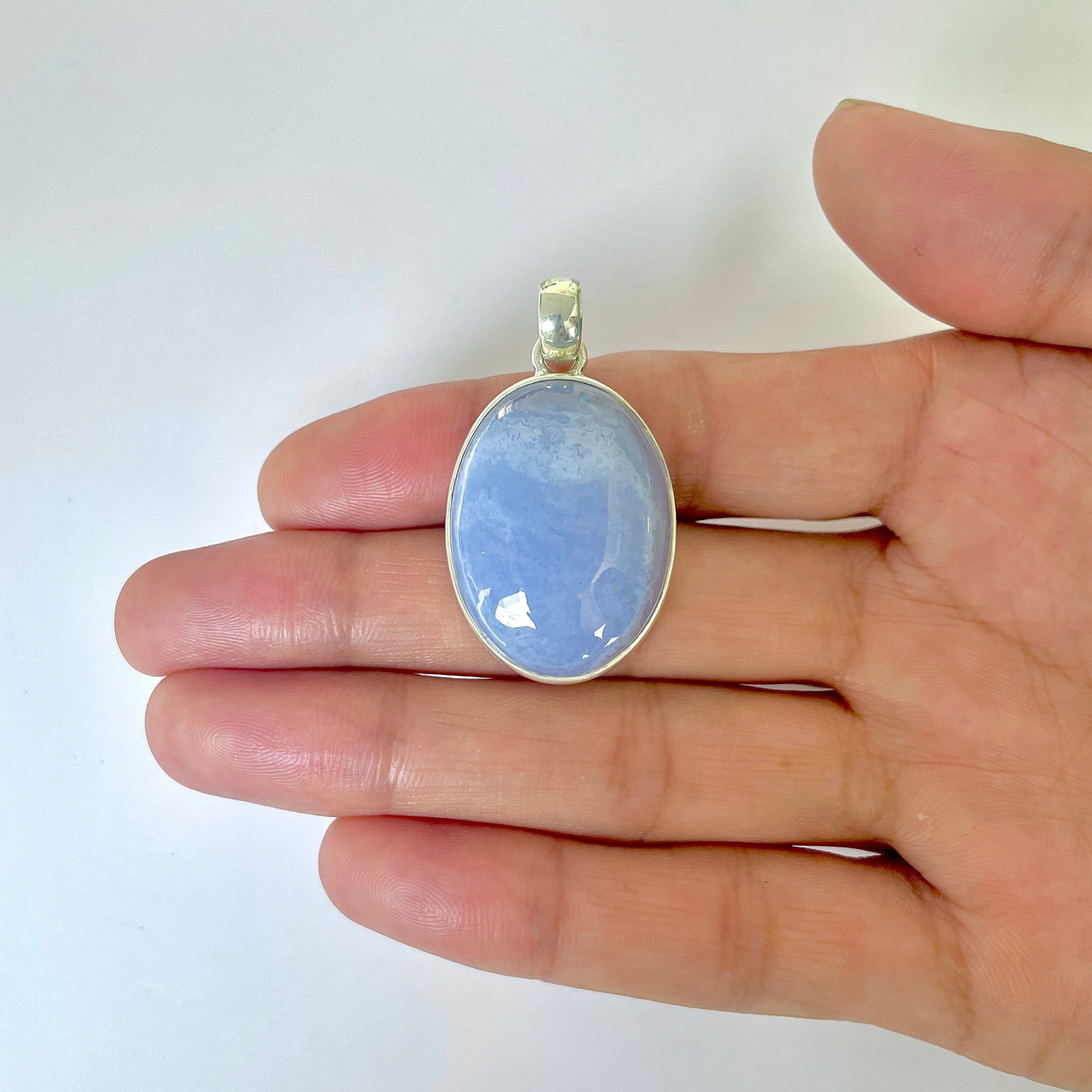 Blue Chalcedony Pendant-(BCH-1-28)