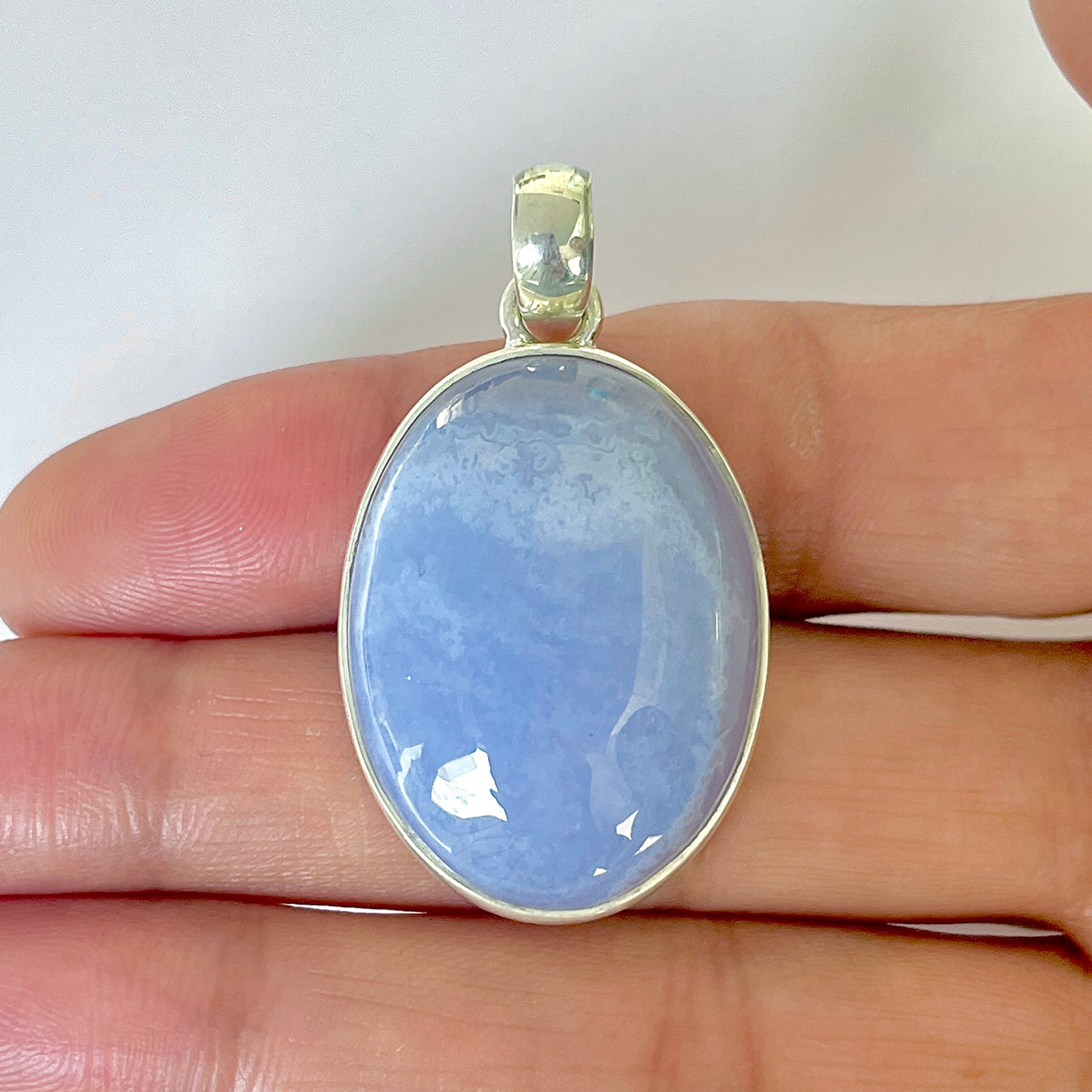 Blue Chalcedony Pendant-(BCH-1-28)