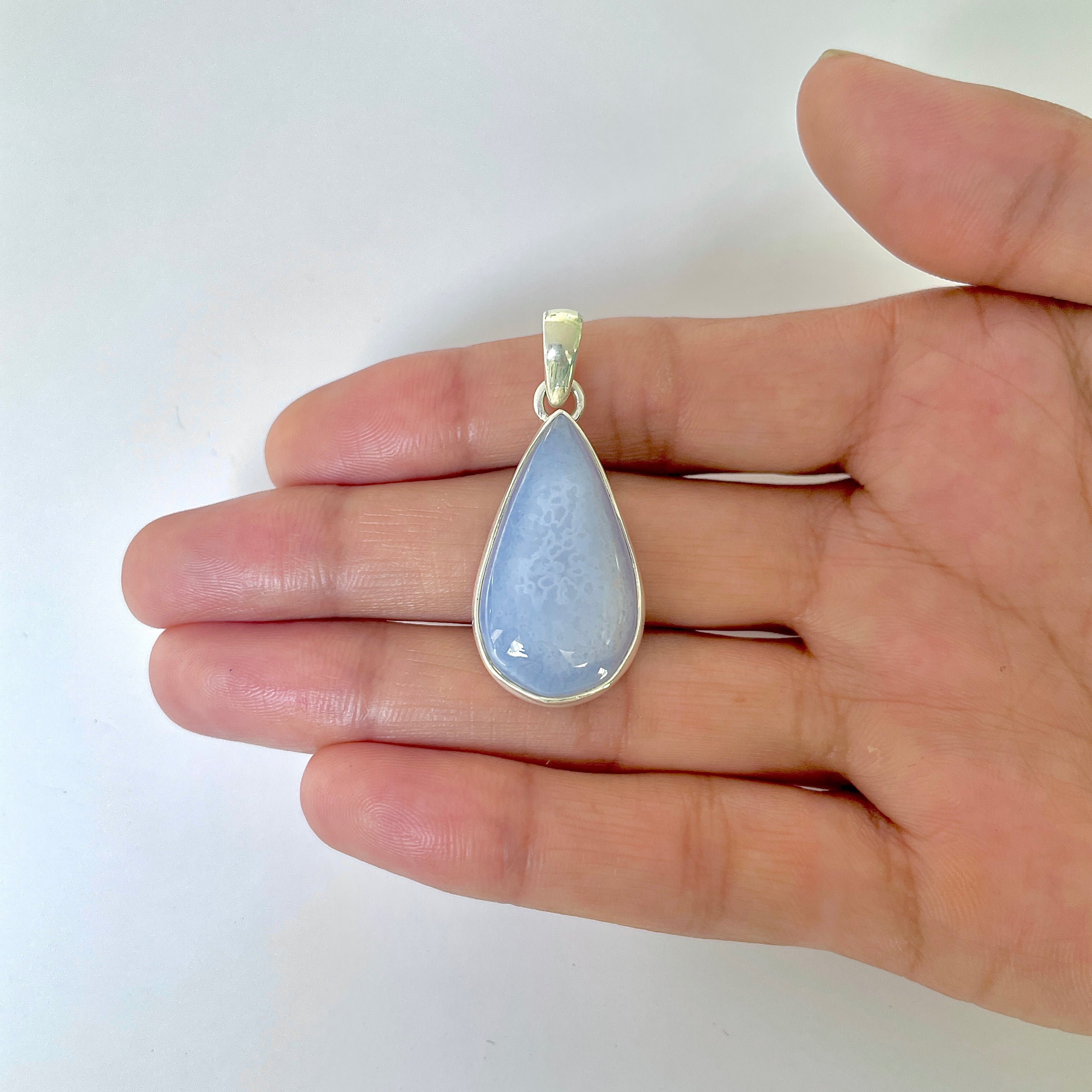Blue Chalcedony Pendant-(BCH-1-29)