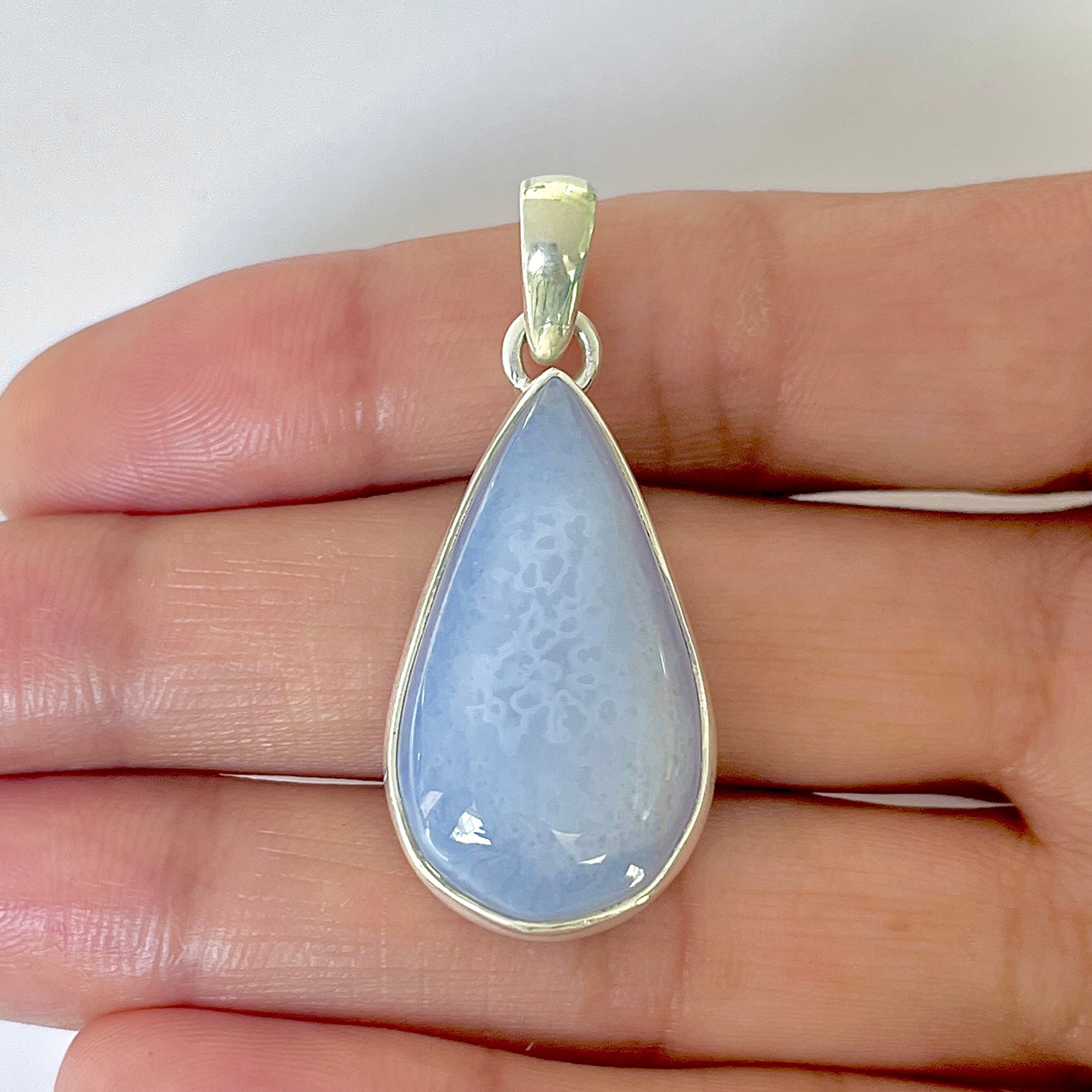 Blue Chalcedony Pendant-(BCH-1-29)