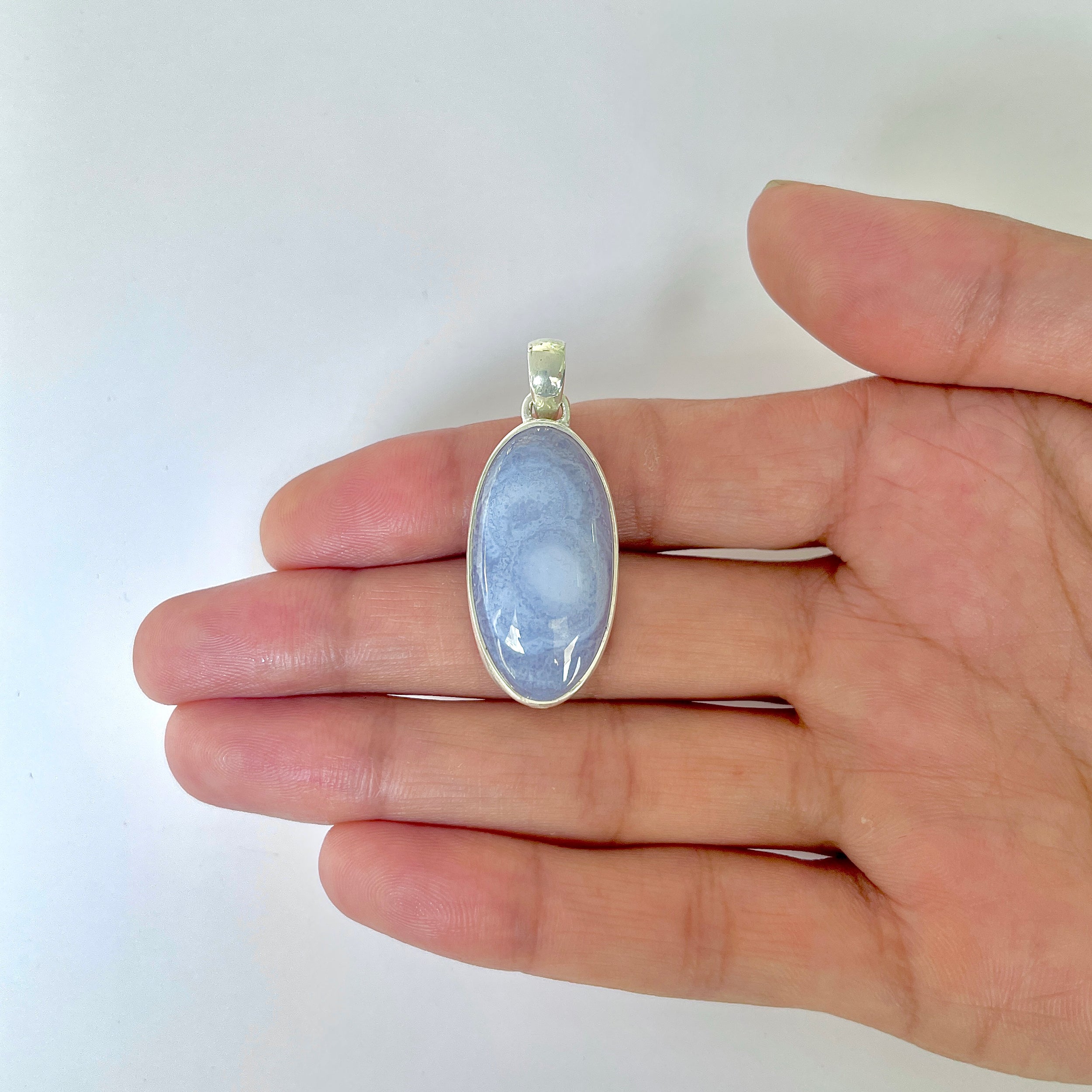 Blue Chalcedony Pendant-(BCH-1-3)