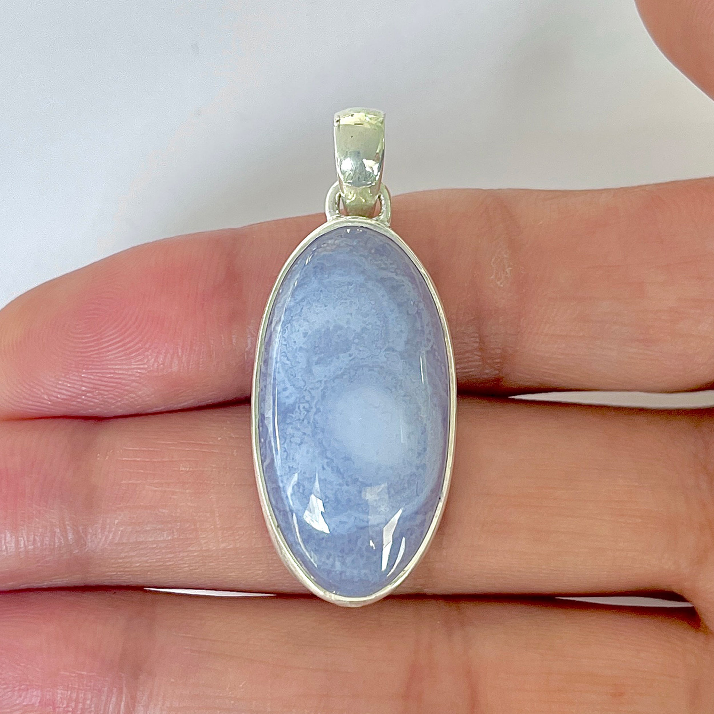 Blue Chalcedony Pendant-(BCH-1-3)
