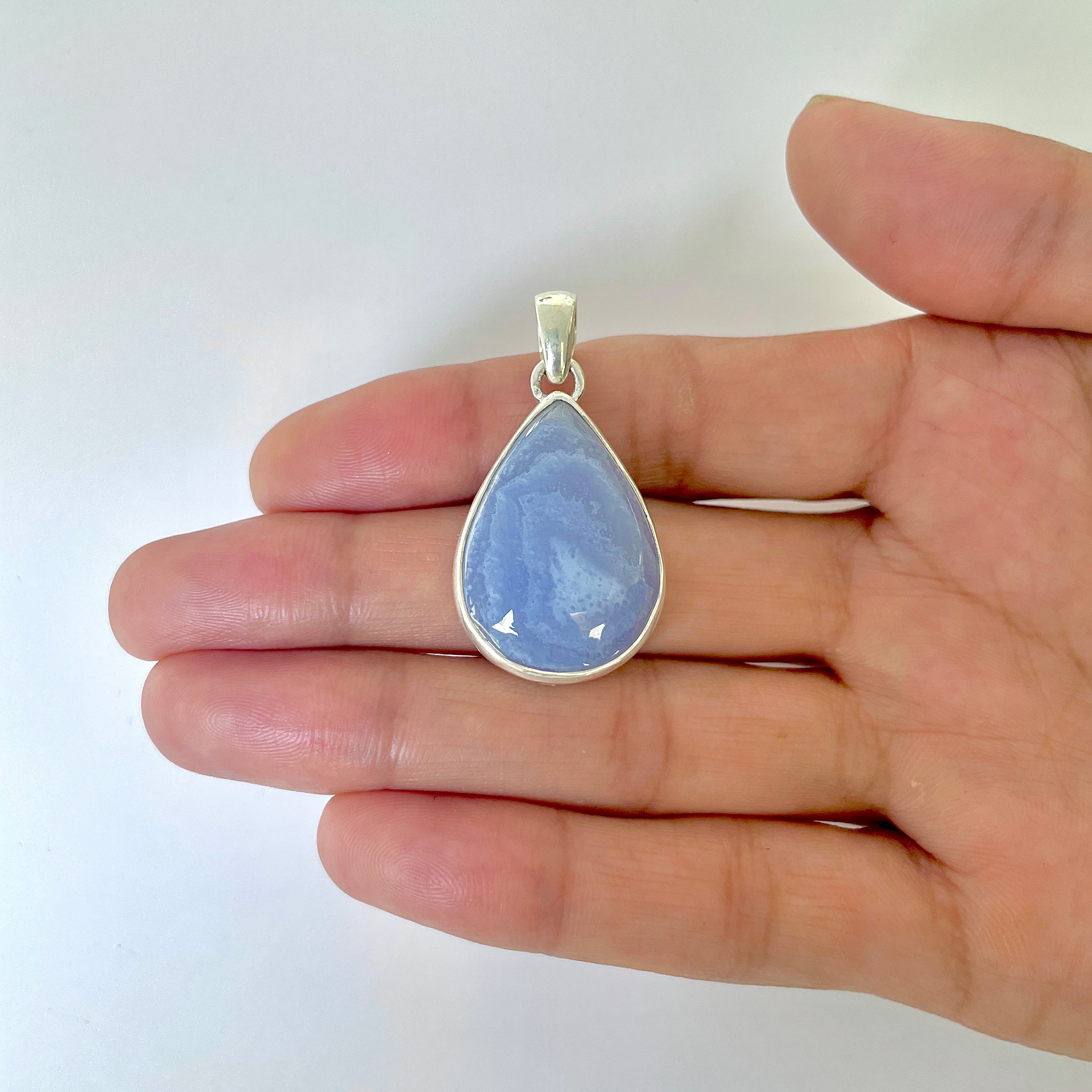 Blue Chalcedony Pendant-(BCH-1-32)