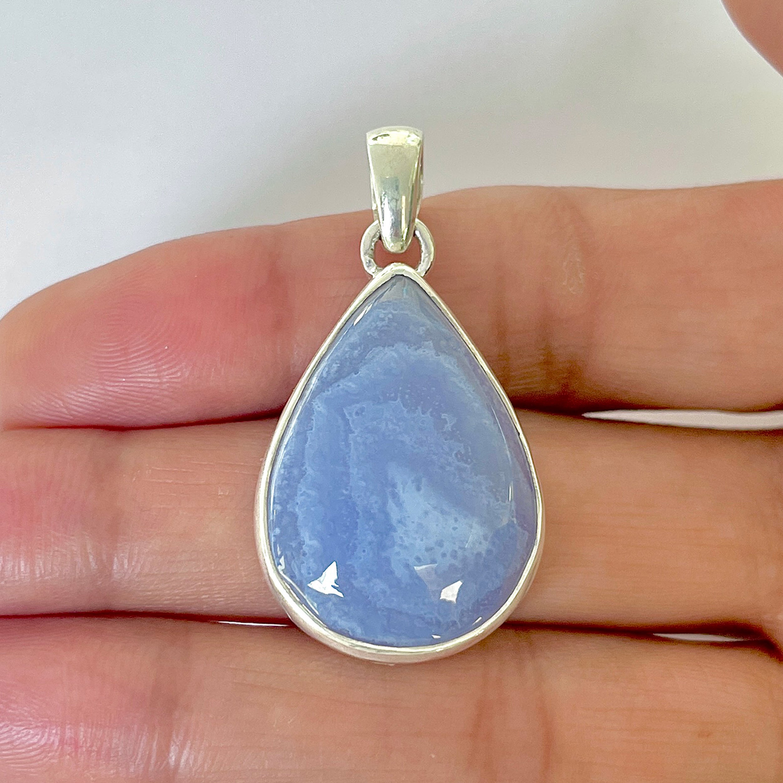 Blue Chalcedony Pendant-(BCH-1-32)