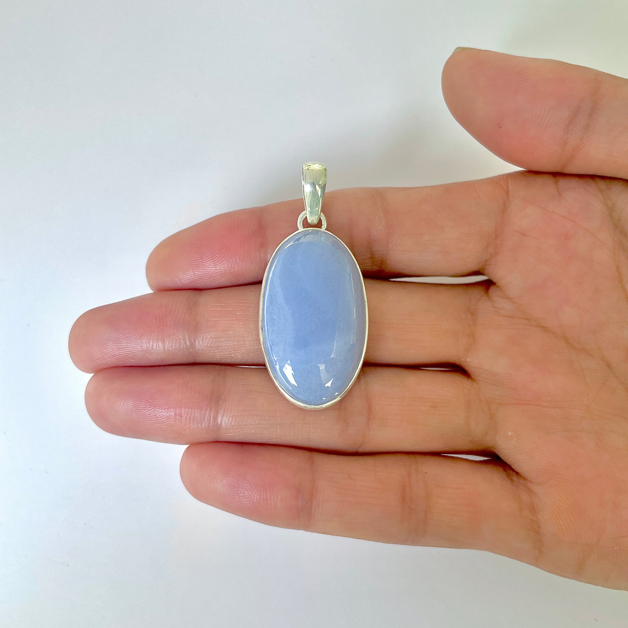 Blue Chalcedony Pendant-(BCH-1-33)