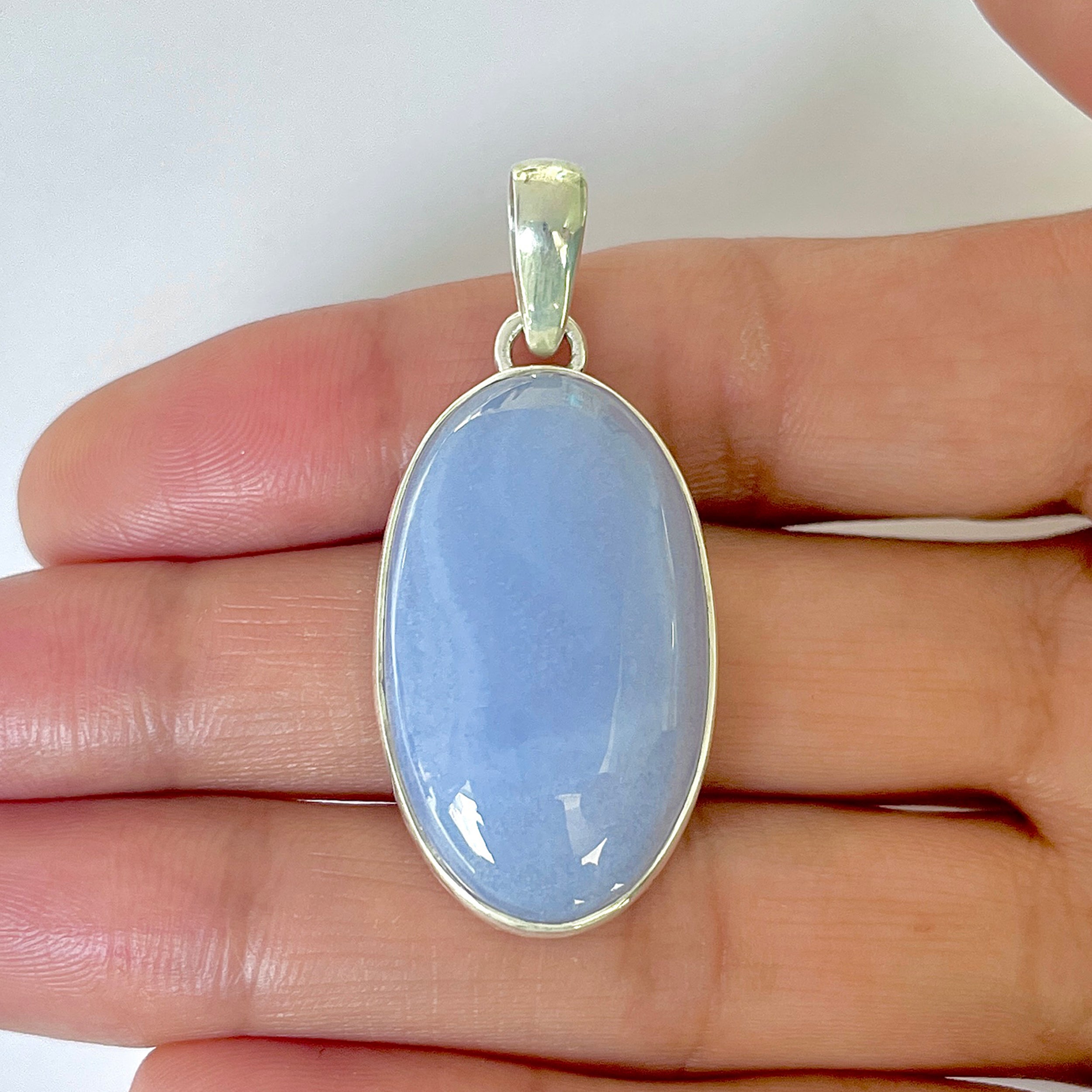 Blue Chalcedony Pendant-(BCH-1-33)