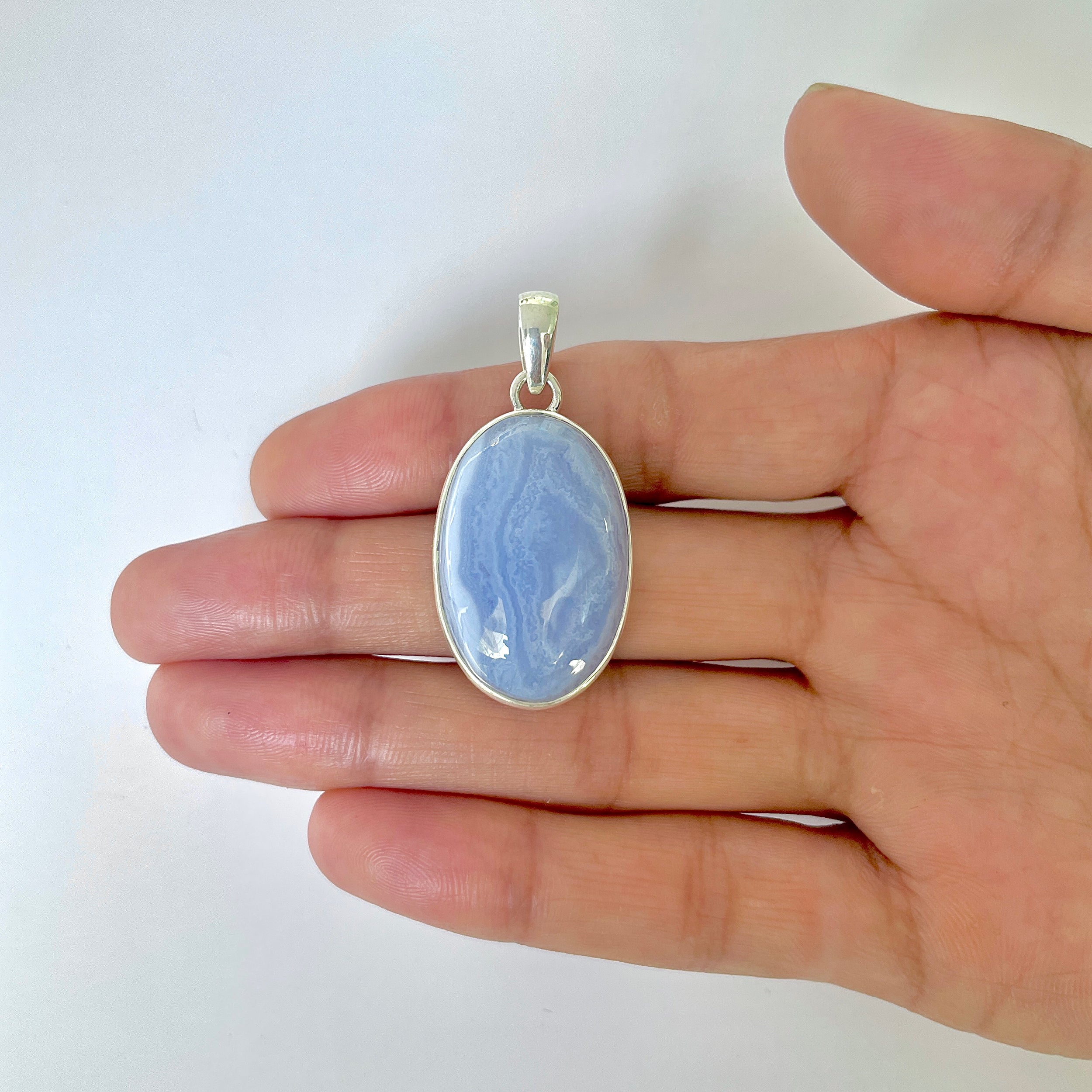 Blue Chalcedony Pendant-(BCH-1-34)