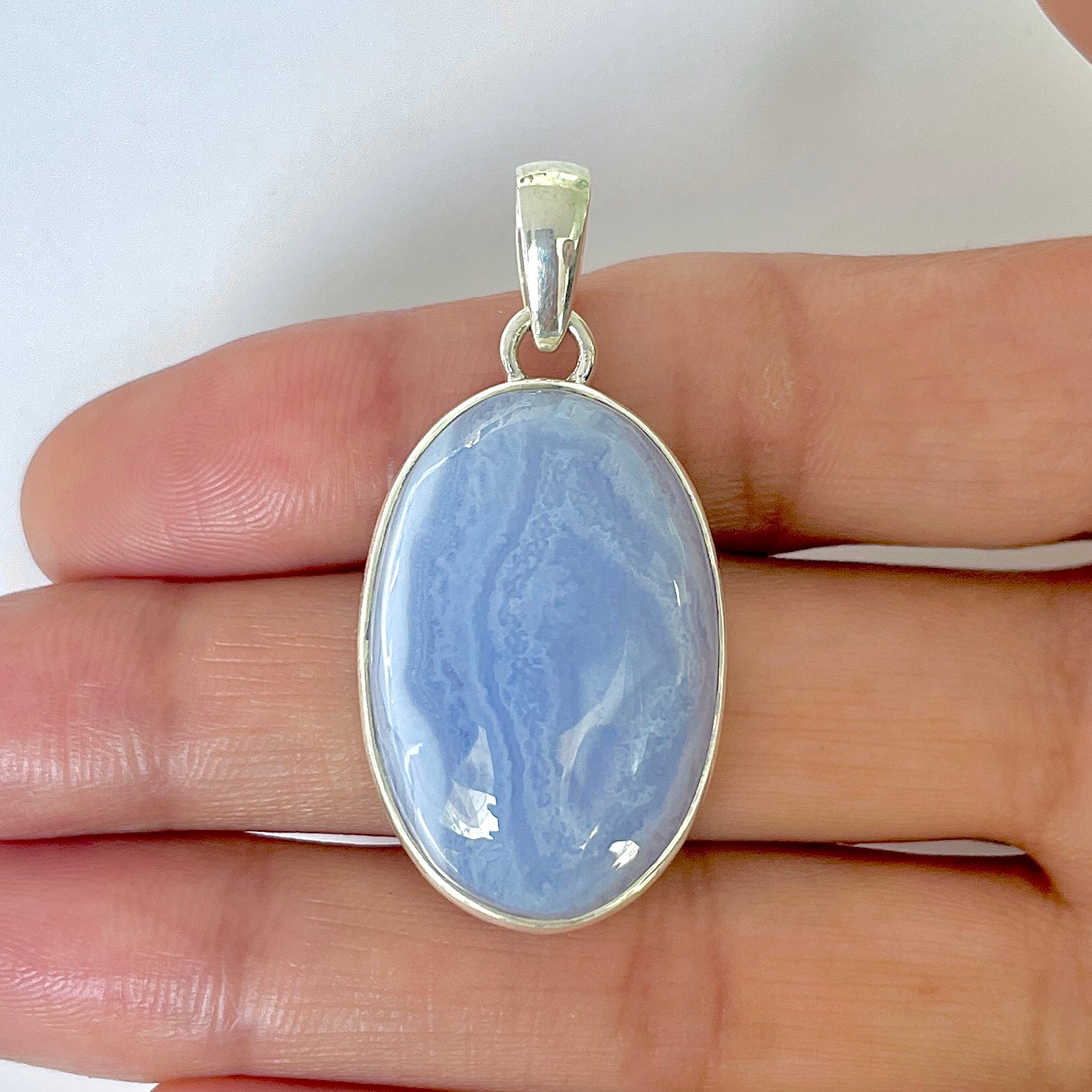 Blue Chalcedony Pendant-(BCH-1-34)