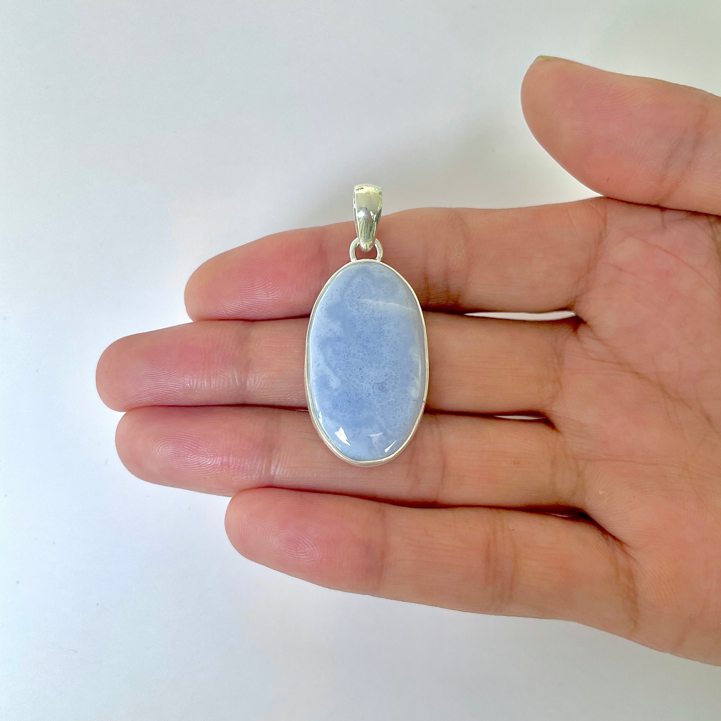 Blue Chalcedony Pendant-(BCH-1-36)