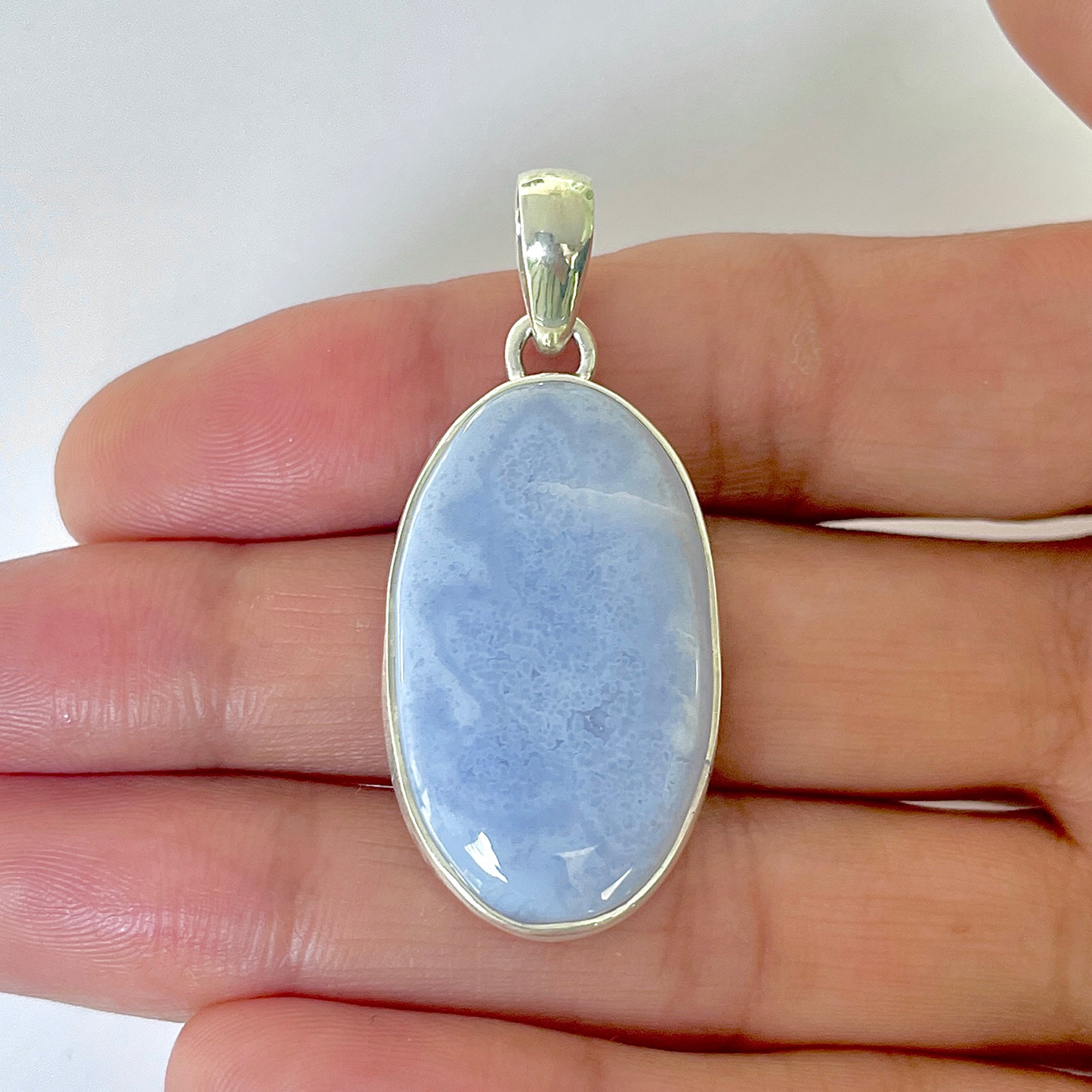 Blue Chalcedony Pendant-(BCH-1-36)