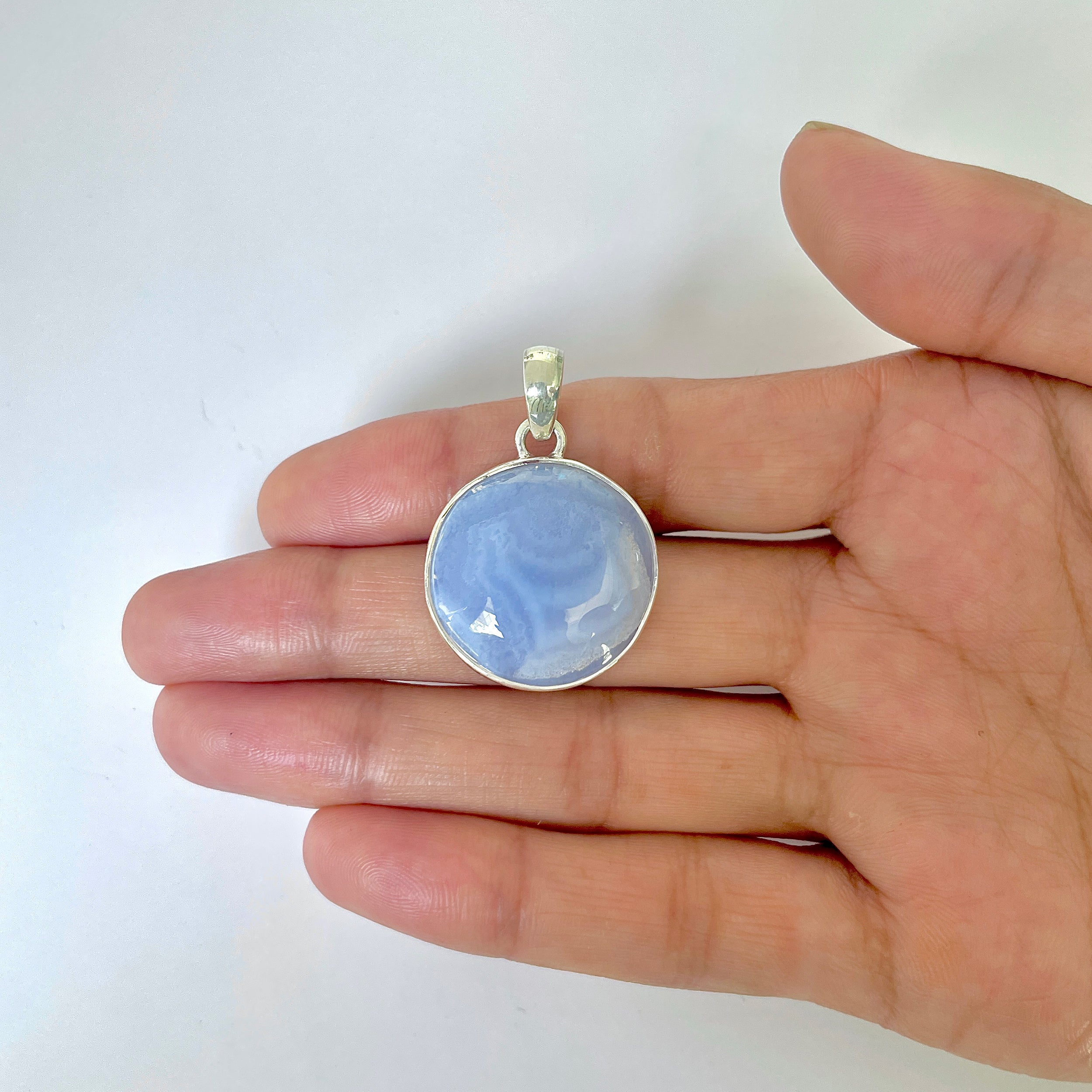 Blue Chalcedony Pendant-(BCH-1-37)