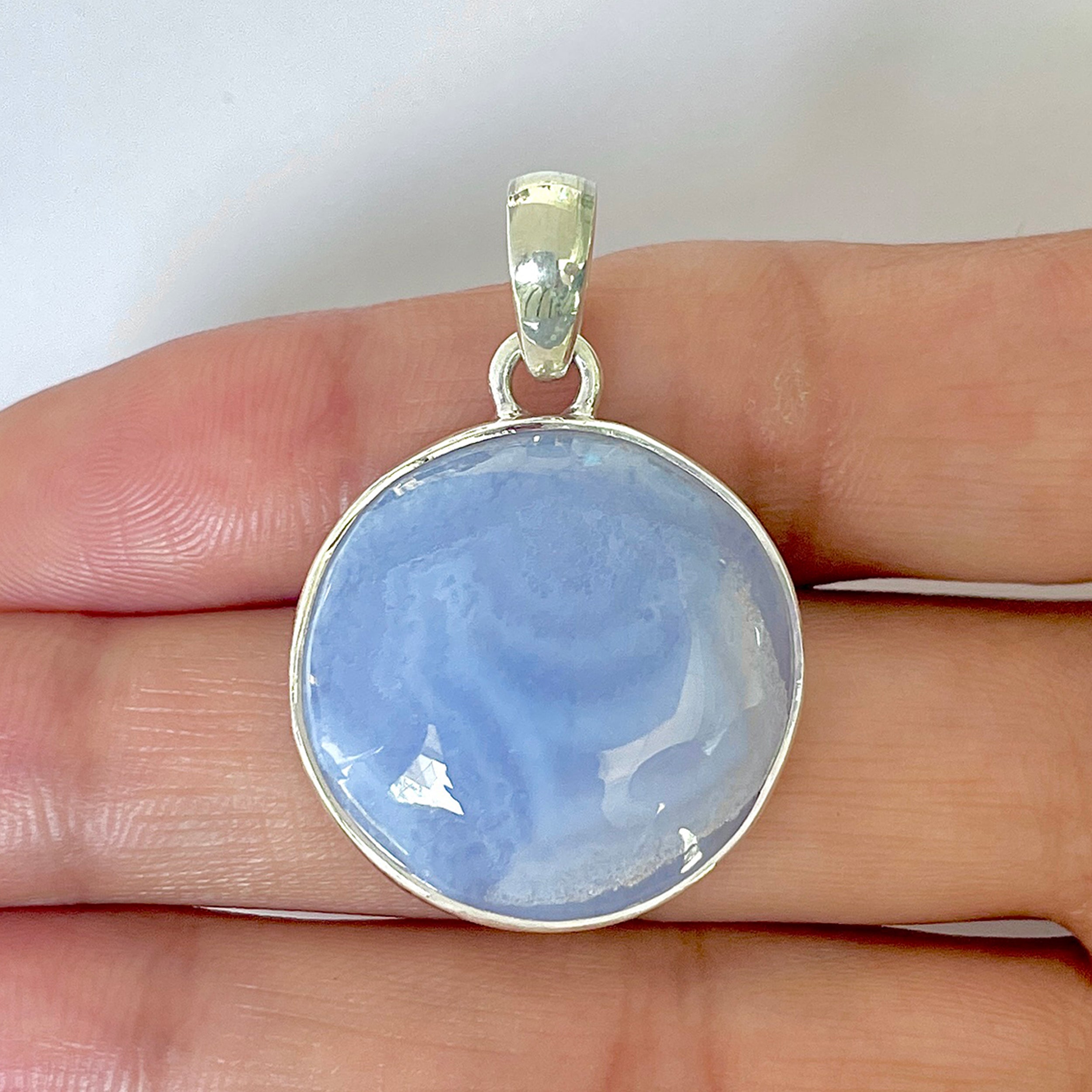Blue Chalcedony Pendant-(BCH-1-37)