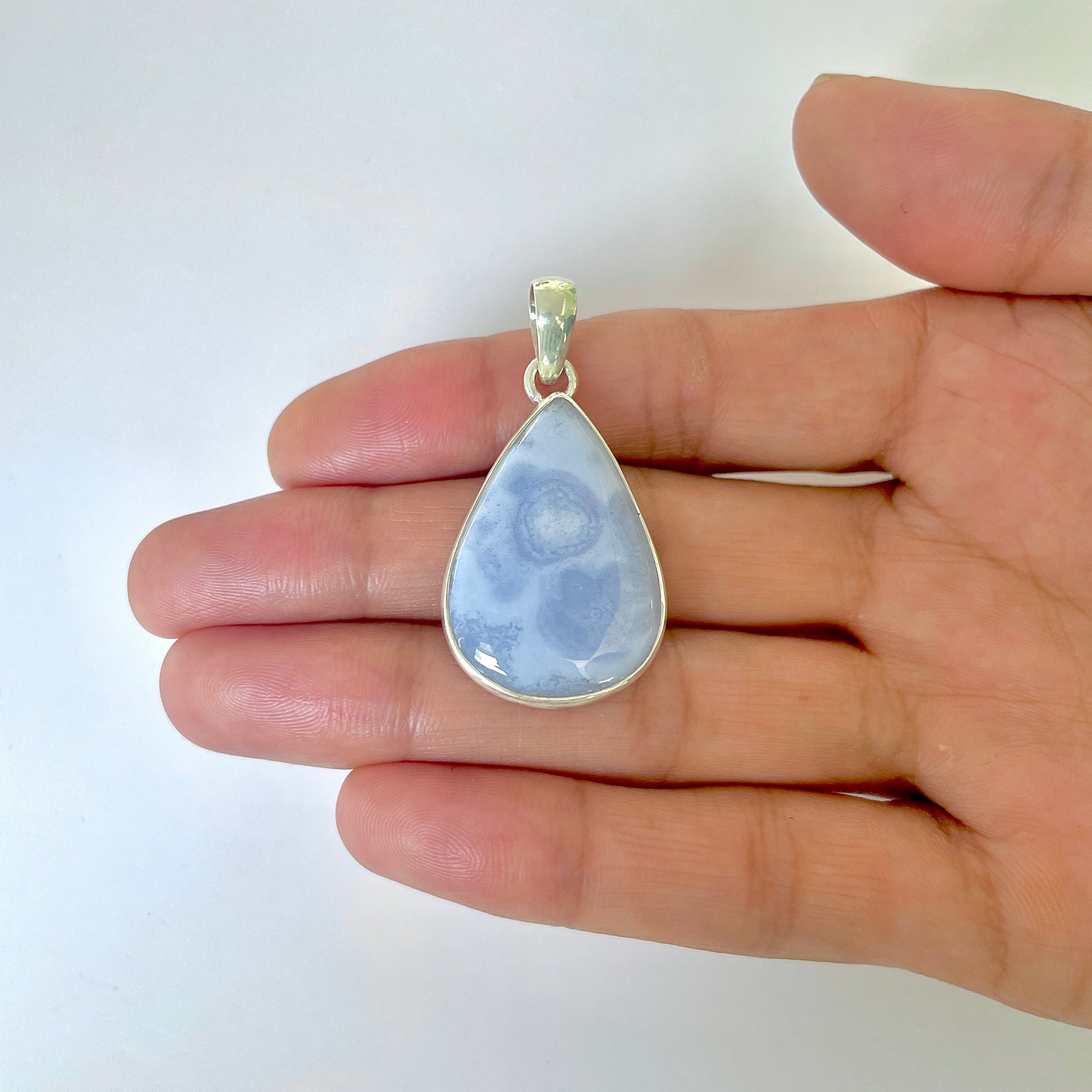 Blue Chalcedony Pendant-(BCH-1-38)