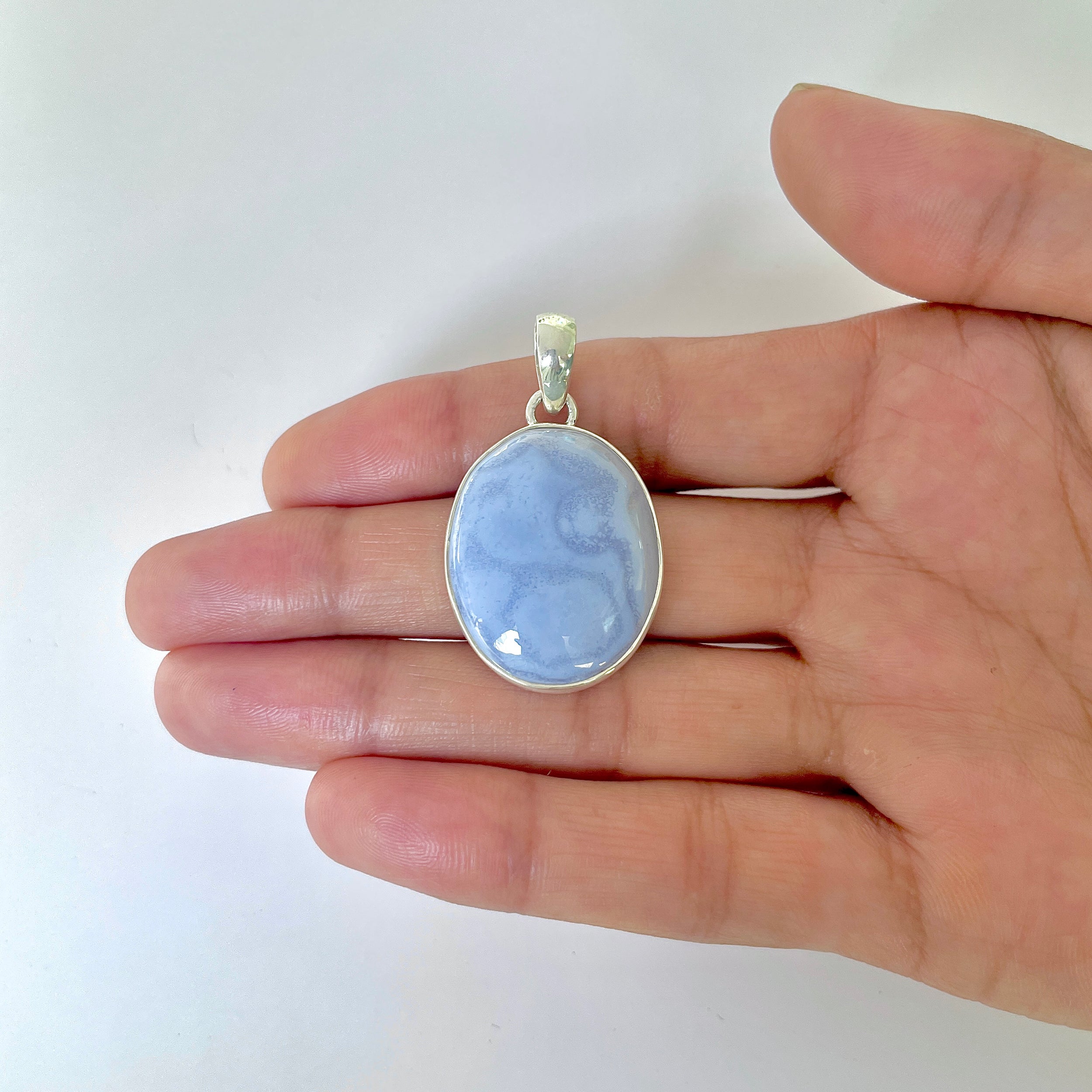 Blue Chalcedony Pendant-(BCH-1-39)