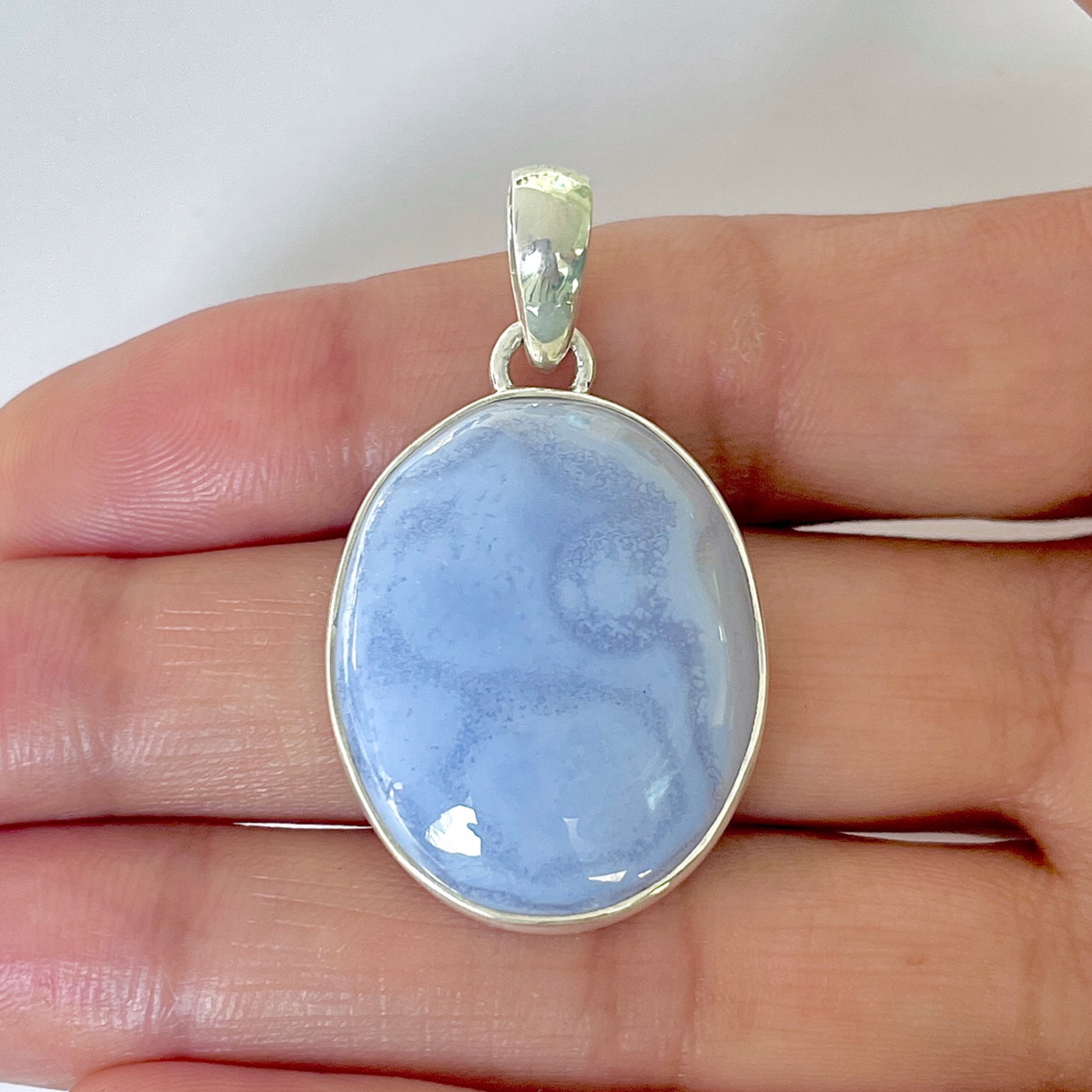 Blue Chalcedony Pendant-(BCH-1-39)
