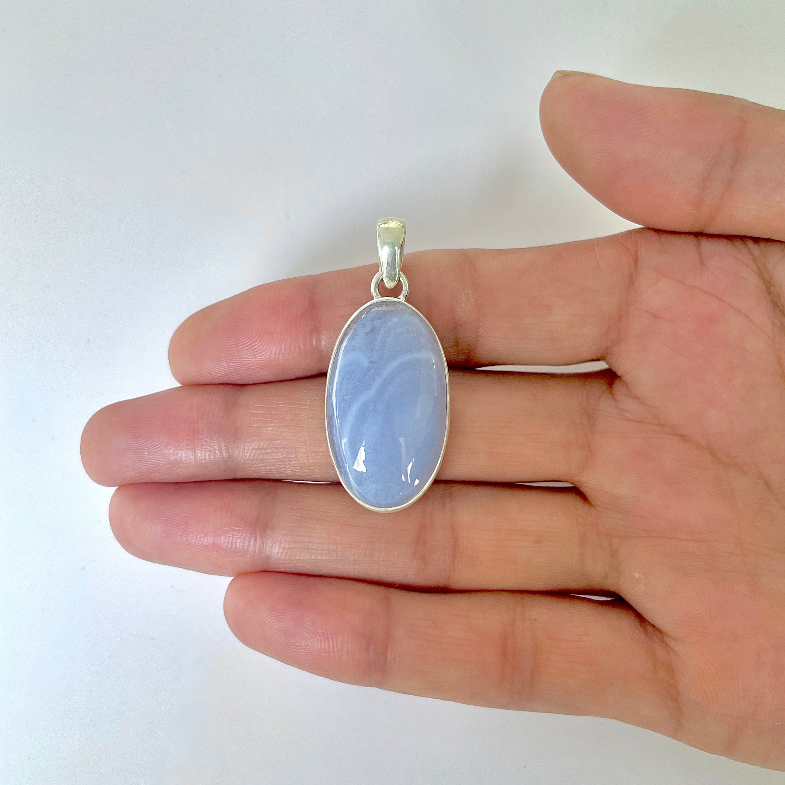 Blue Chalcedony Pendant-(BCH-1-4)