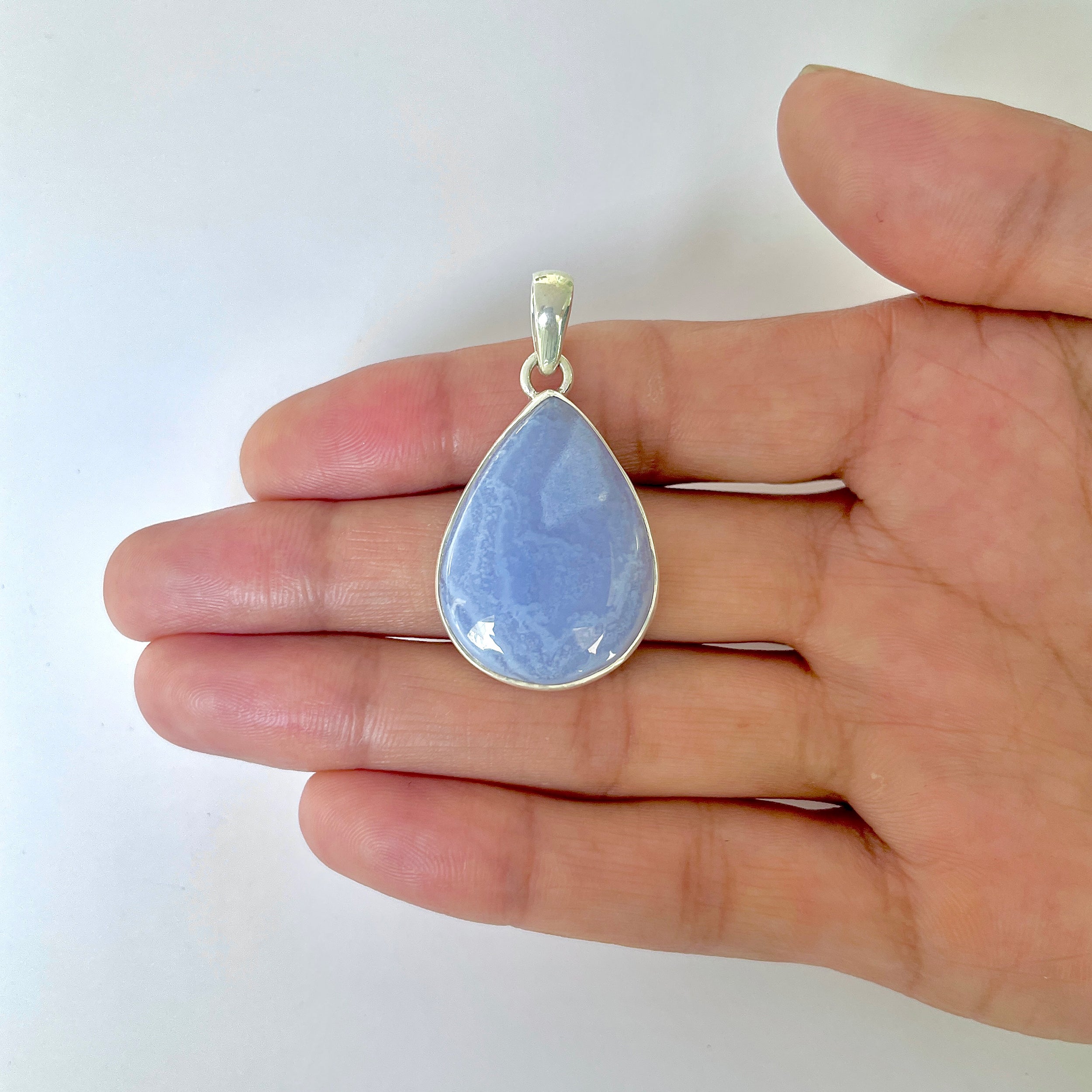 Blue Chalcedony Pendant-(BCH-1-40)