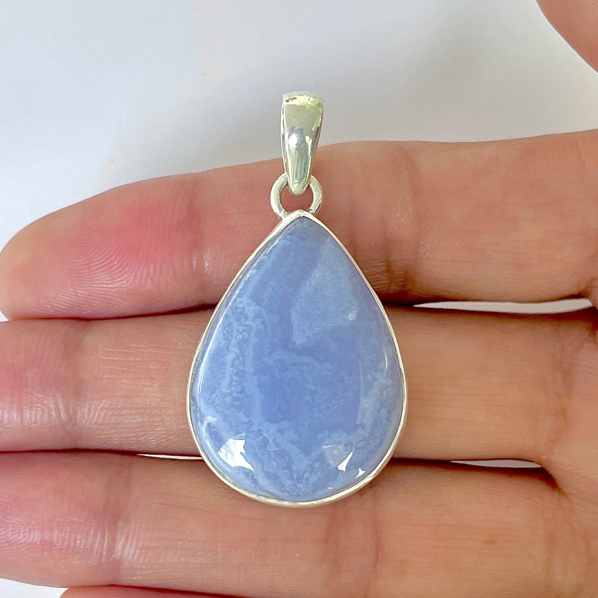 Blue Chalcedony Pendant-(BCH-1-40)
