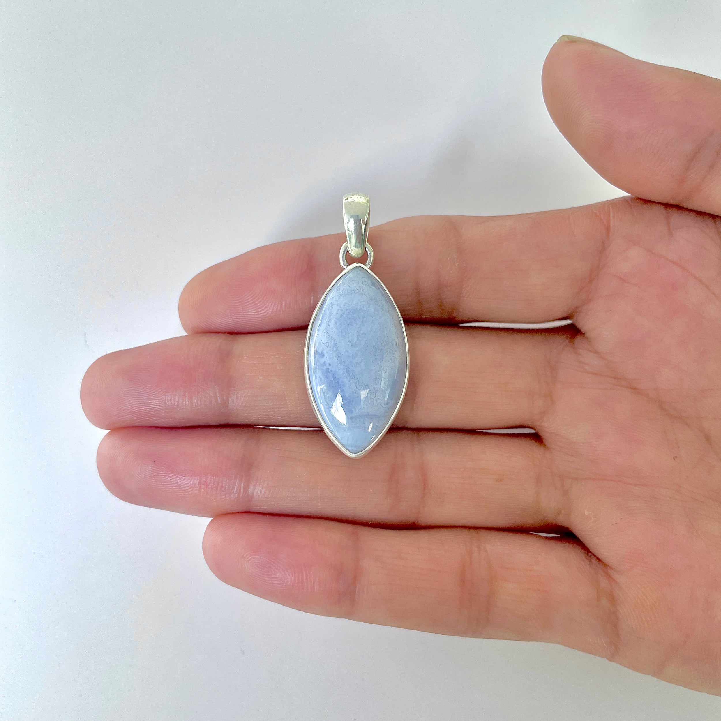 Blue Chalcedony Pendant-(BCH-1-42)