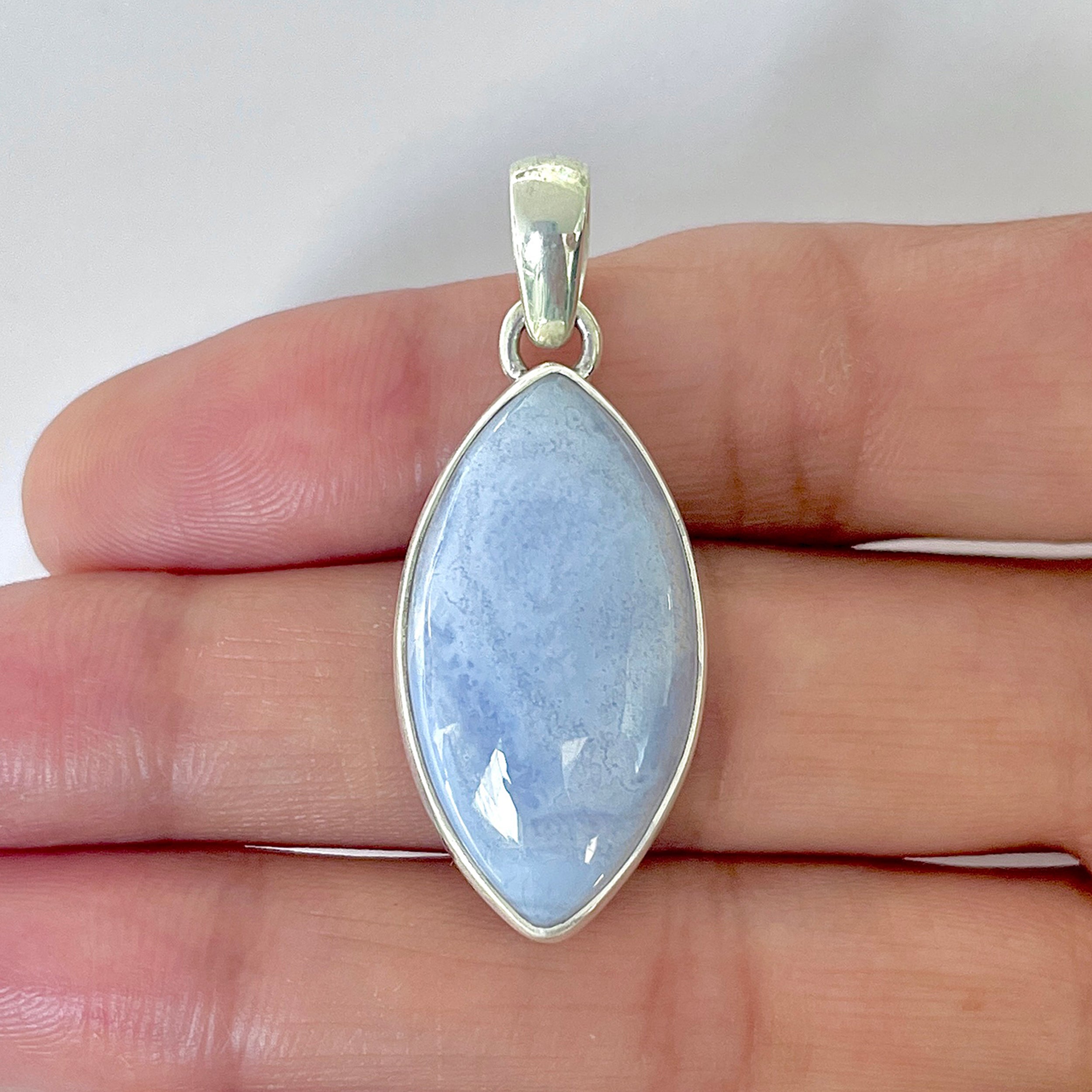 Blue Chalcedony Pendant-(BCH-1-42)