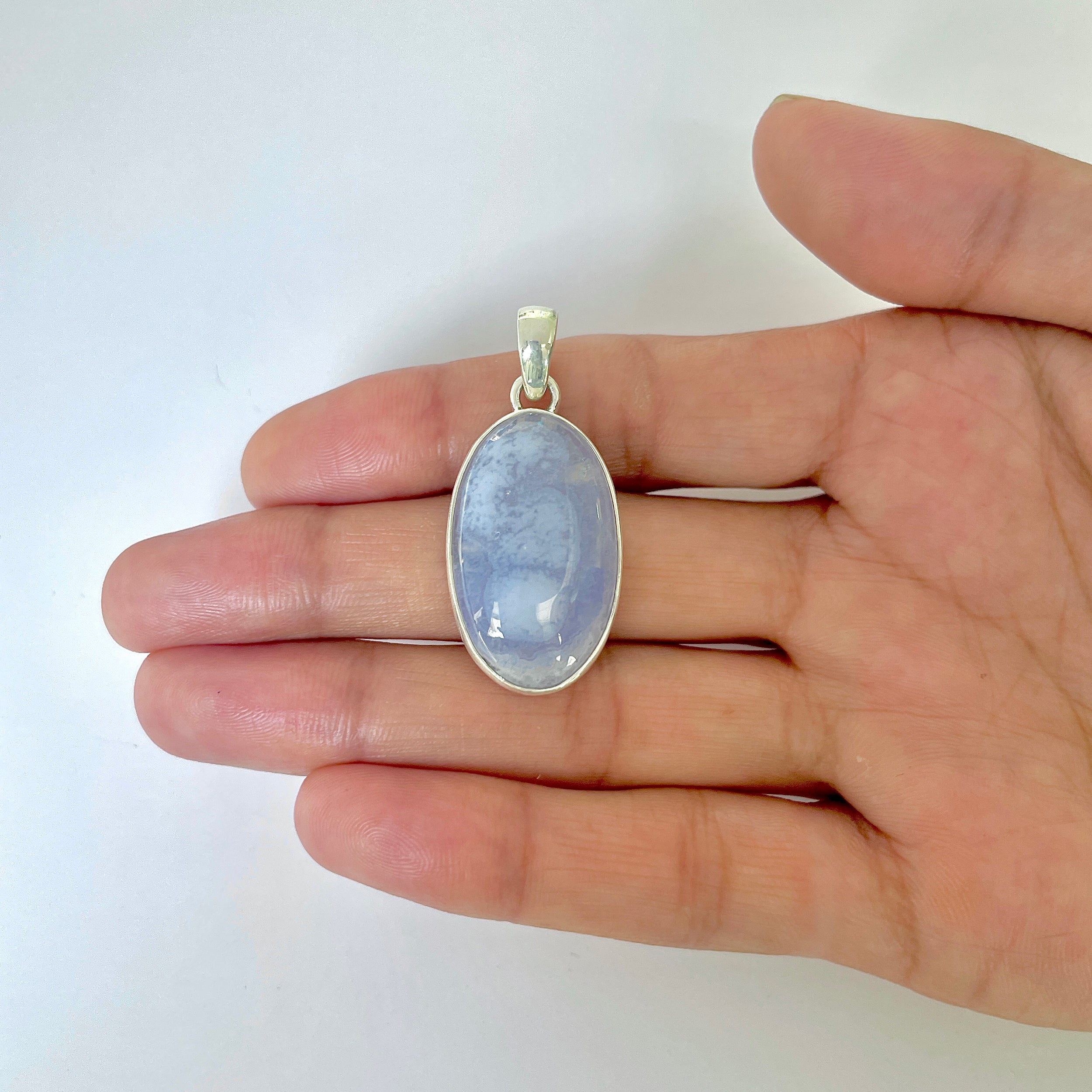 Blue Chalcedony Pendant-(BCH-1-43)