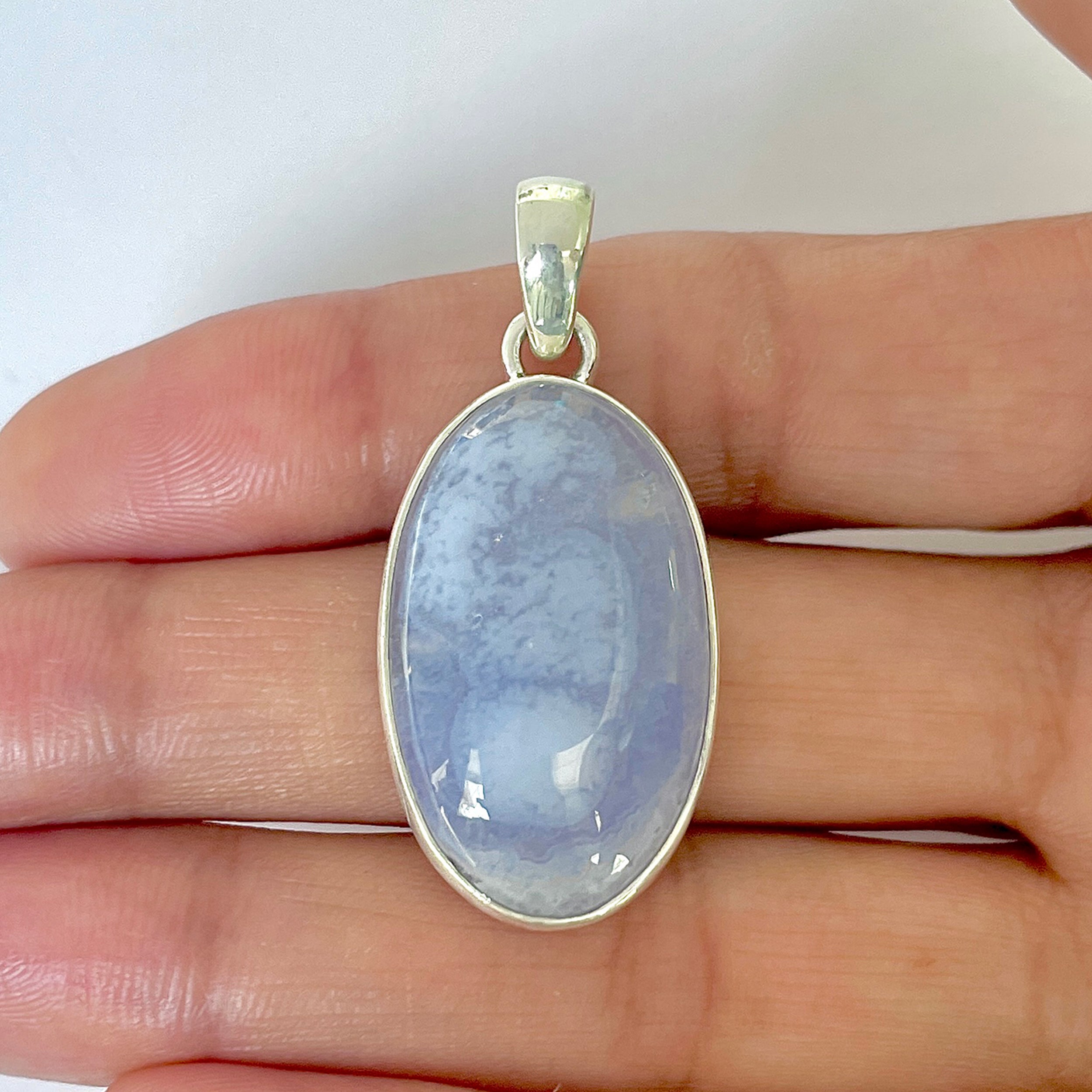 Blue Chalcedony Pendant-(BCH-1-43)