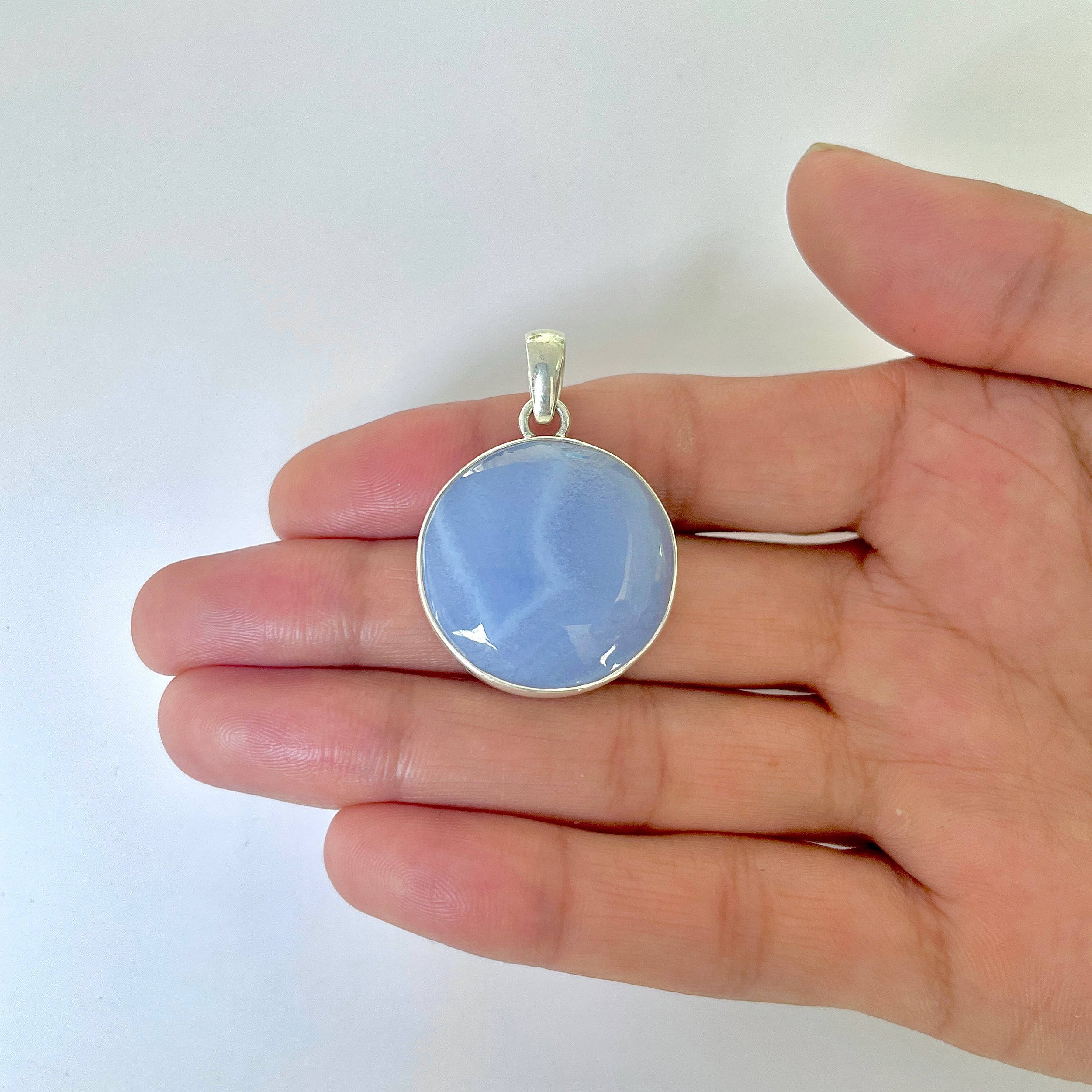 Blue Chalcedony Pendant-(BCH-1-44)