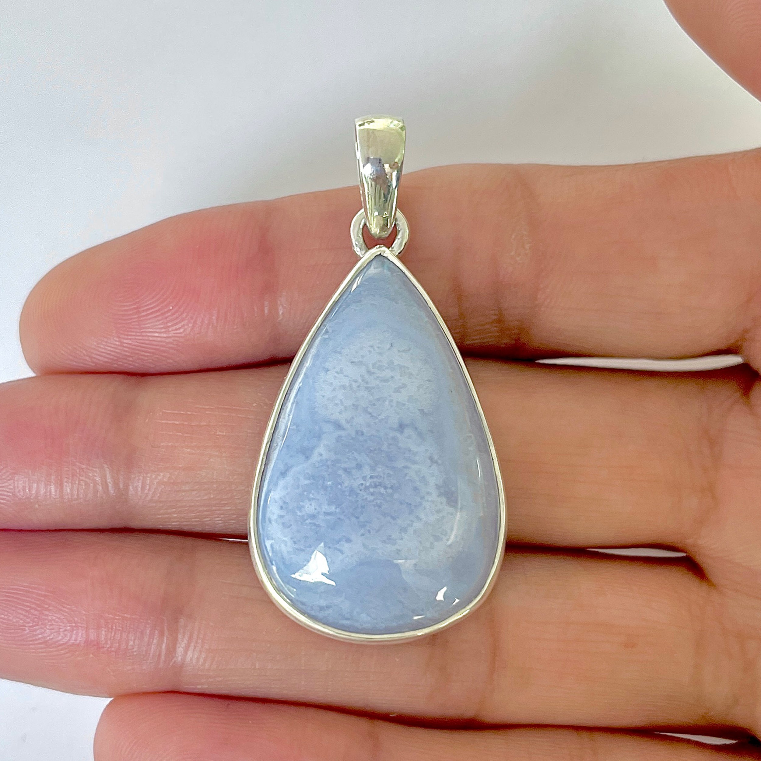 Blue Chalcedony Pendant-(BCH-1-45)