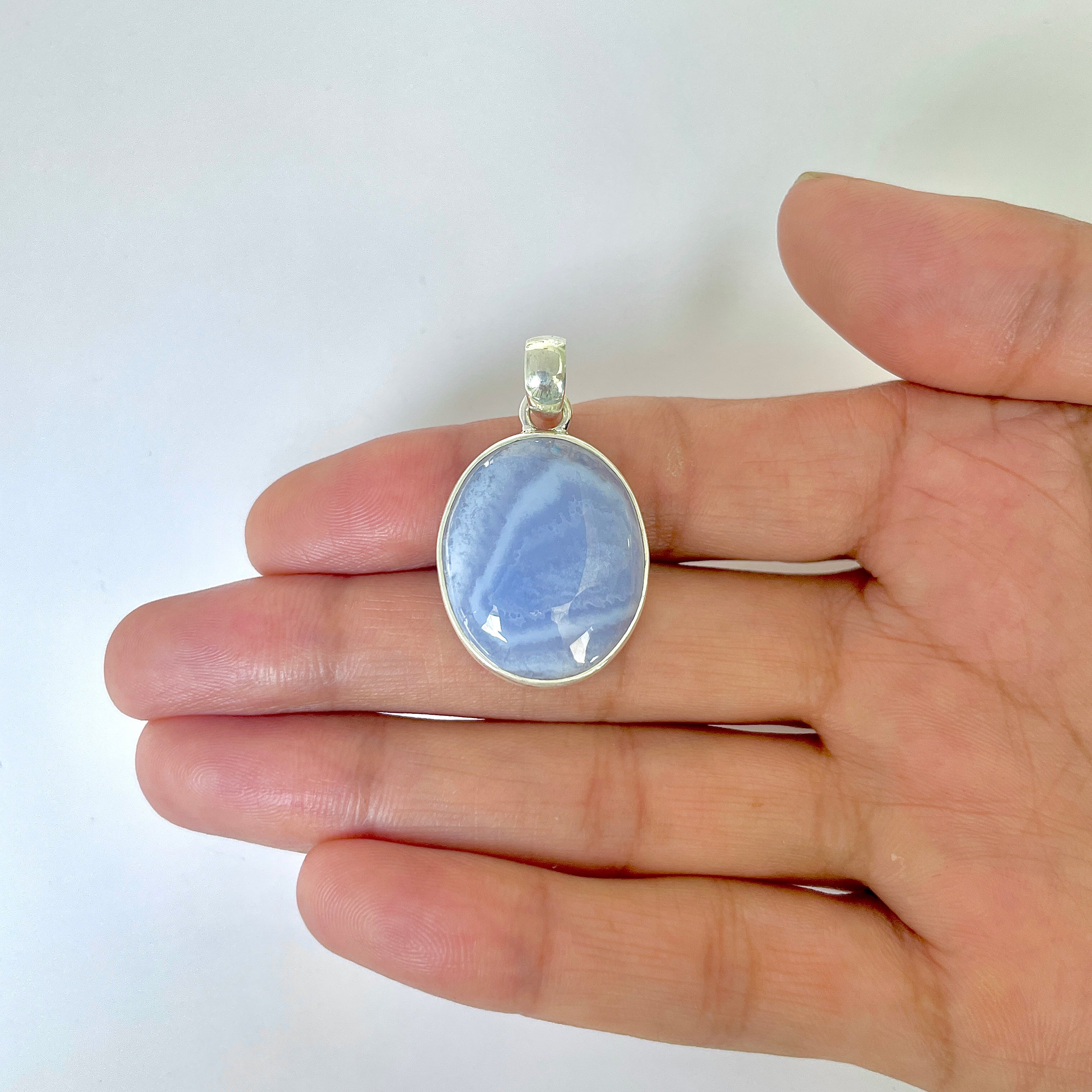 Blue Chalcedony Pendant-(BCH-1-46)