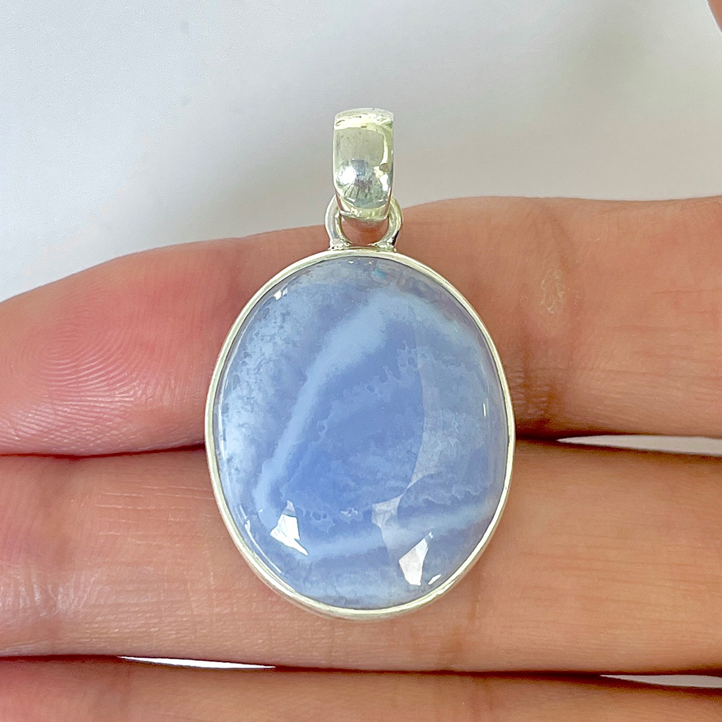 Blue Chalcedony Pendant-(BCH-1-46)
