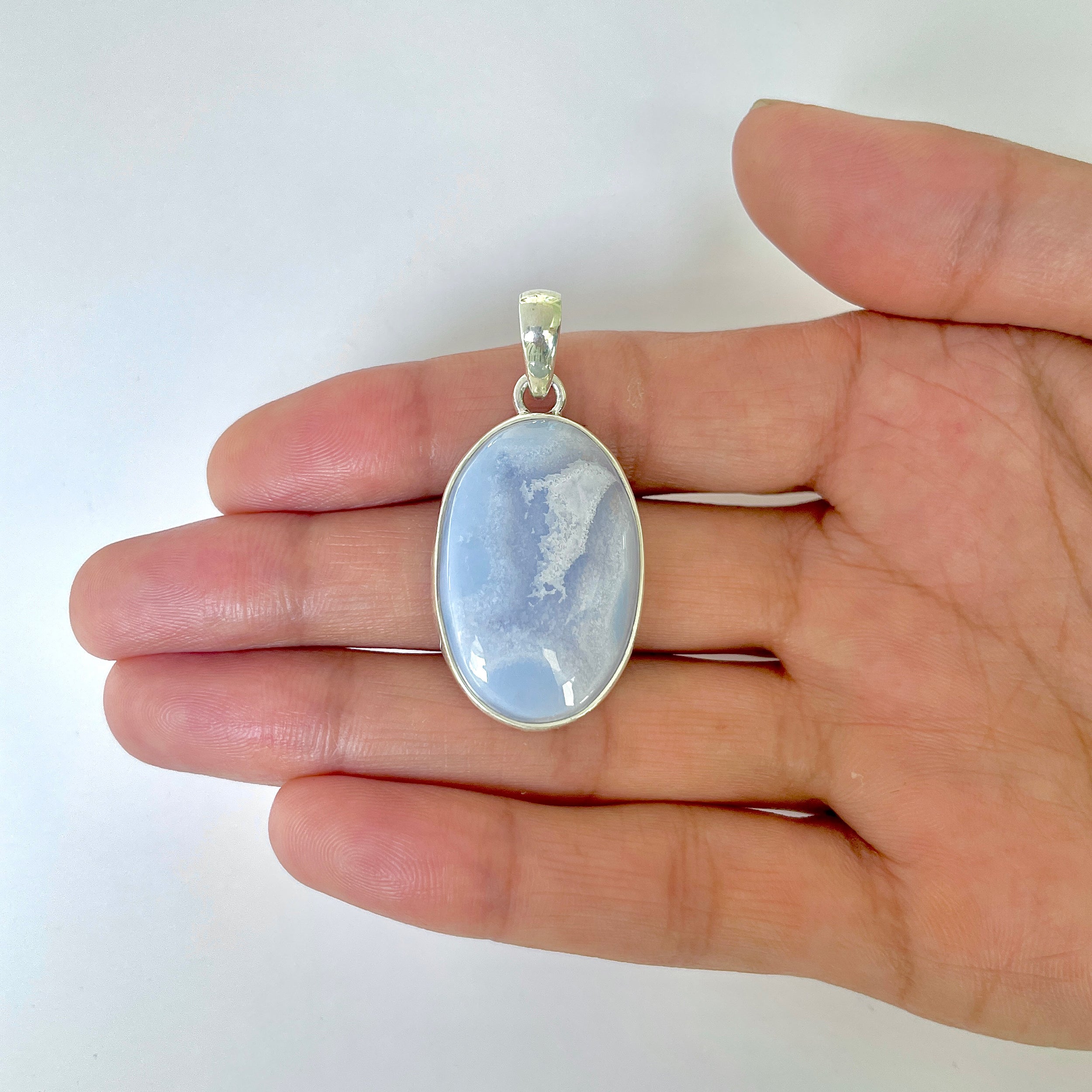 Blue Chalcedony Pendant-(BCH-1-47)