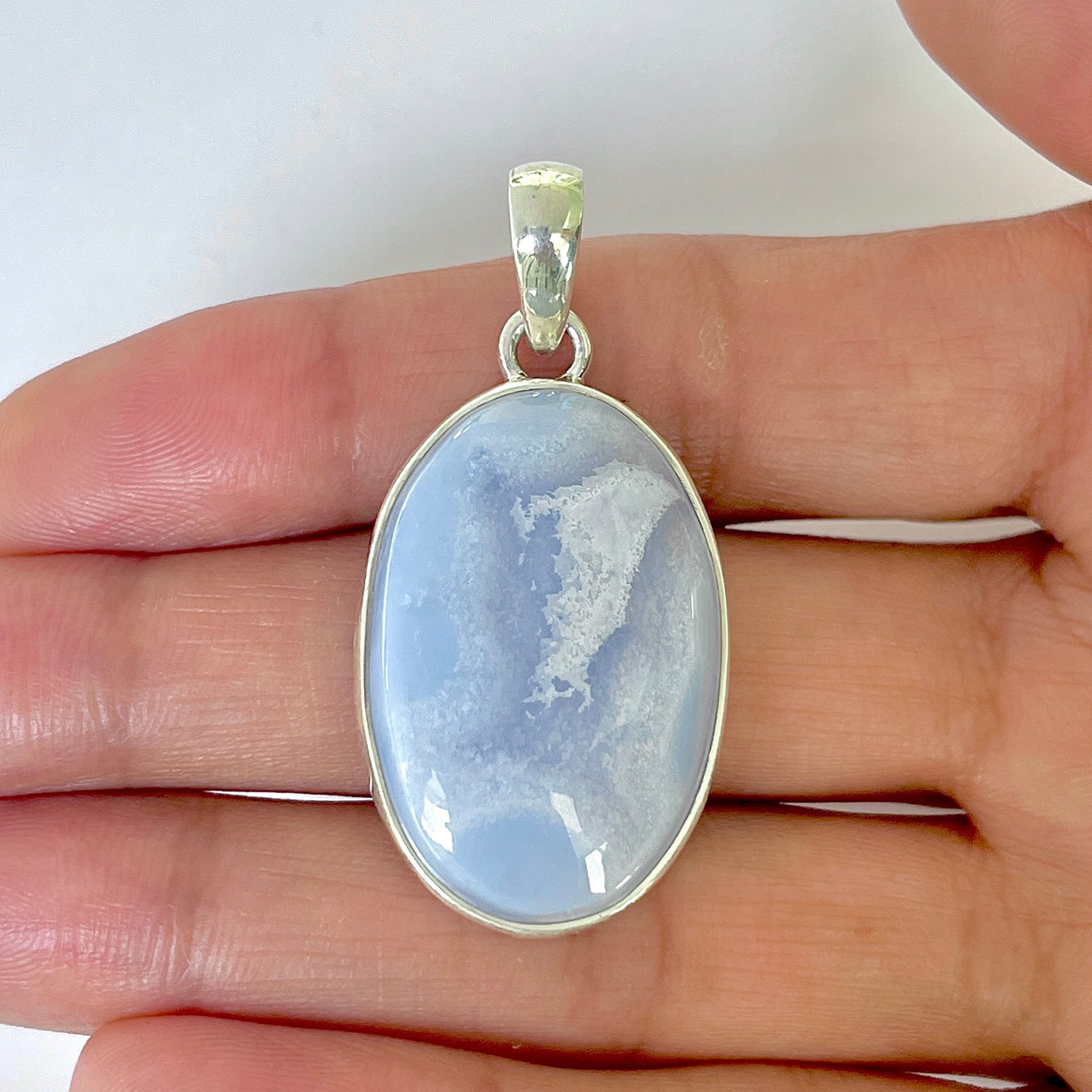 Blue Chalcedony Pendant-(BCH-1-47)