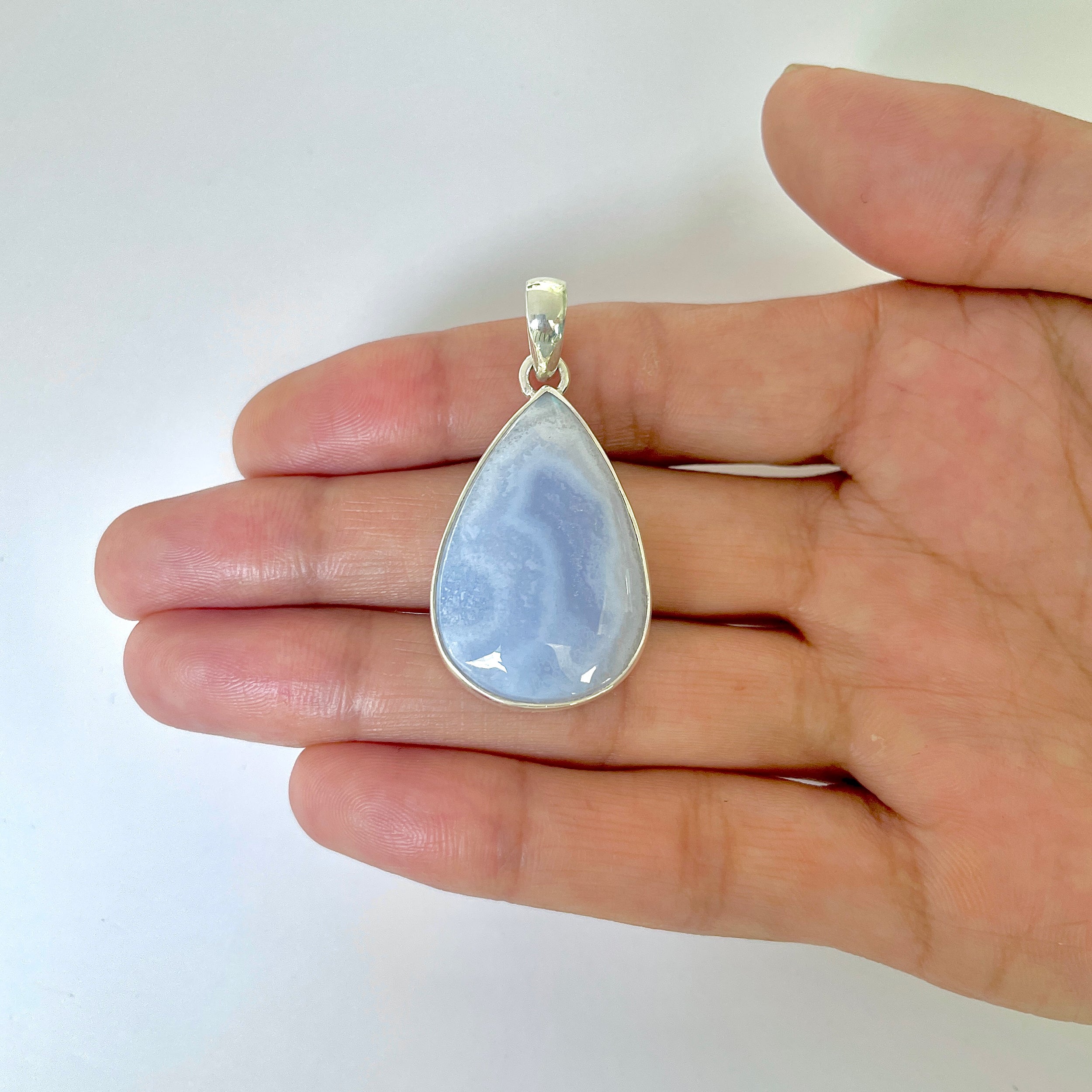 Blue Chalcedony Pendant-(BCH-1-48)