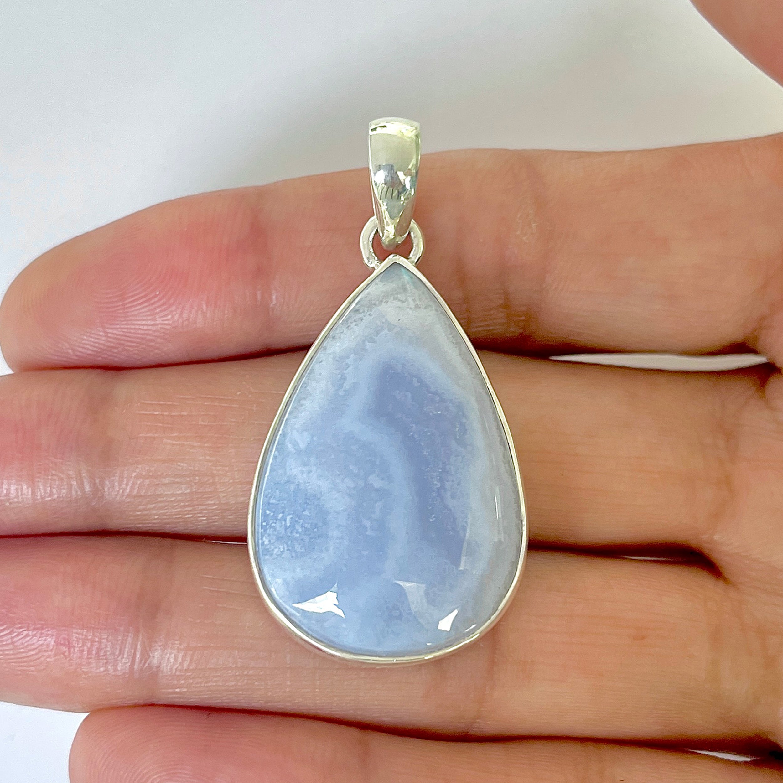 Blue Chalcedony Pendant-(BCH-1-48)