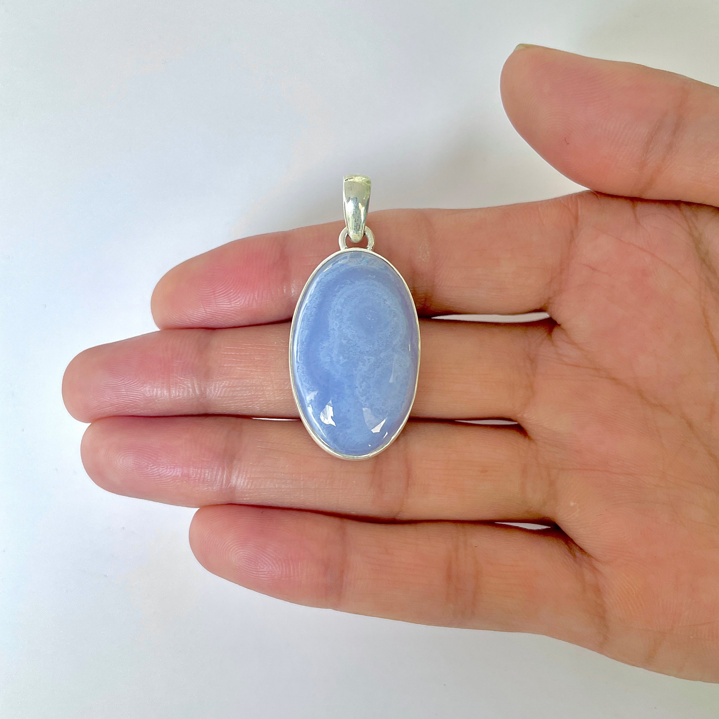 Blue Chalcedony Pendant-(BCH-1-49)
