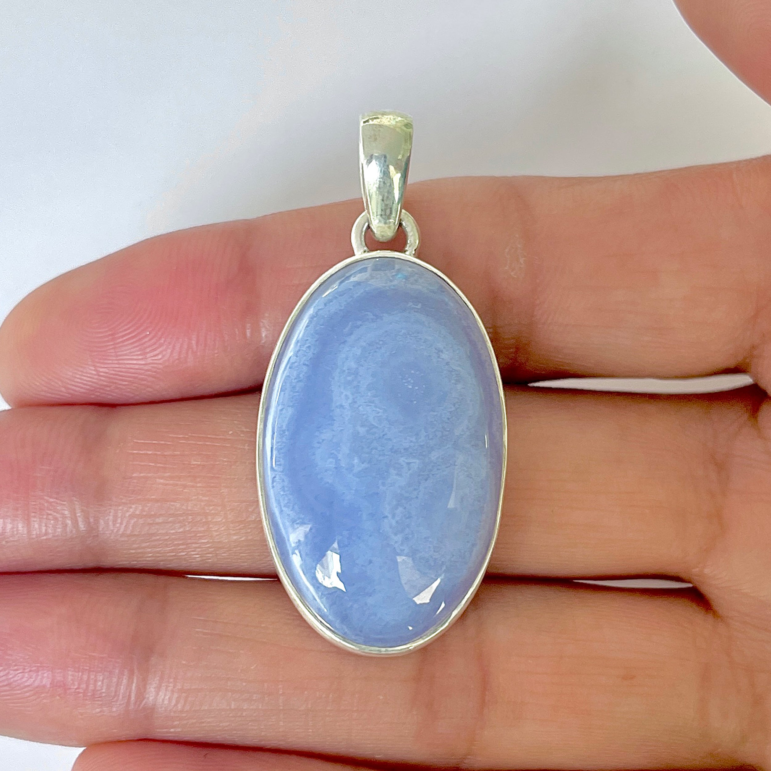 Blue Chalcedony Pendant-(BCH-1-49)