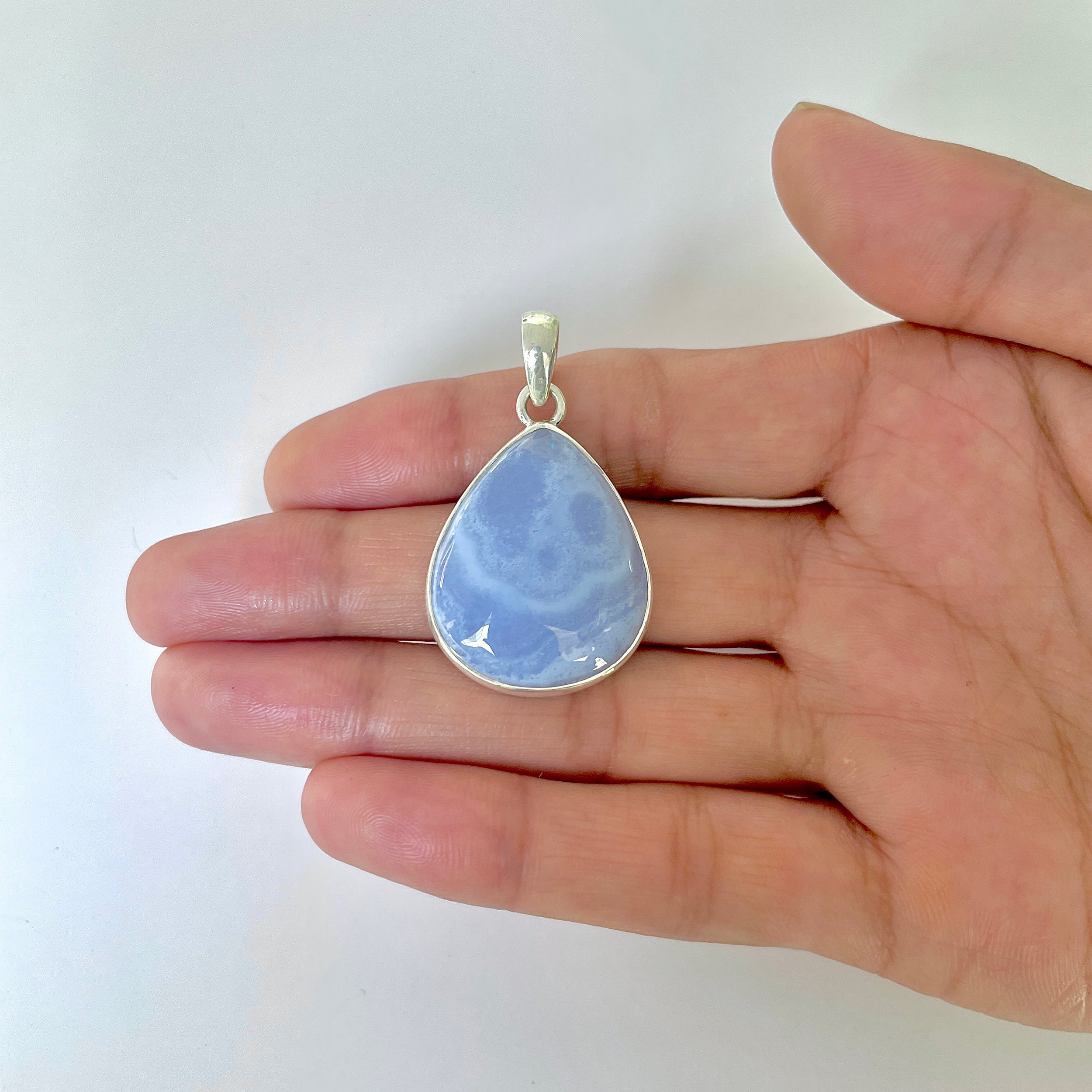 Blue Chalcedony Pendant-(BCH-1-5)