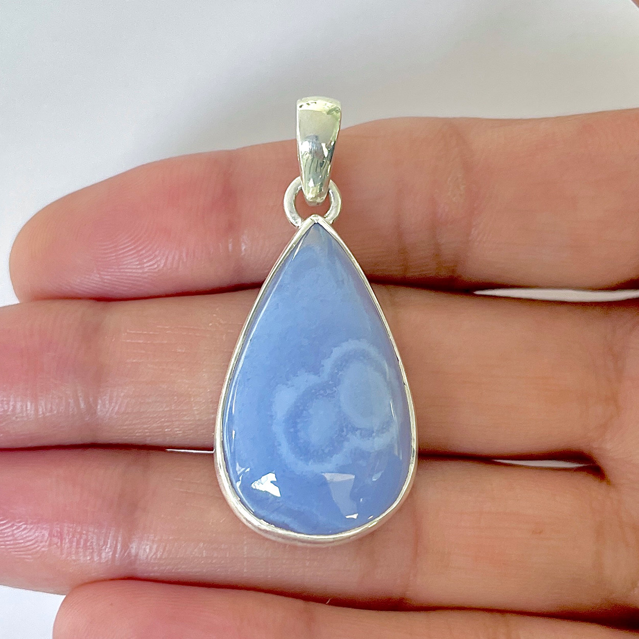 Blue Chalcedony Pendant-(BCH-1-7)