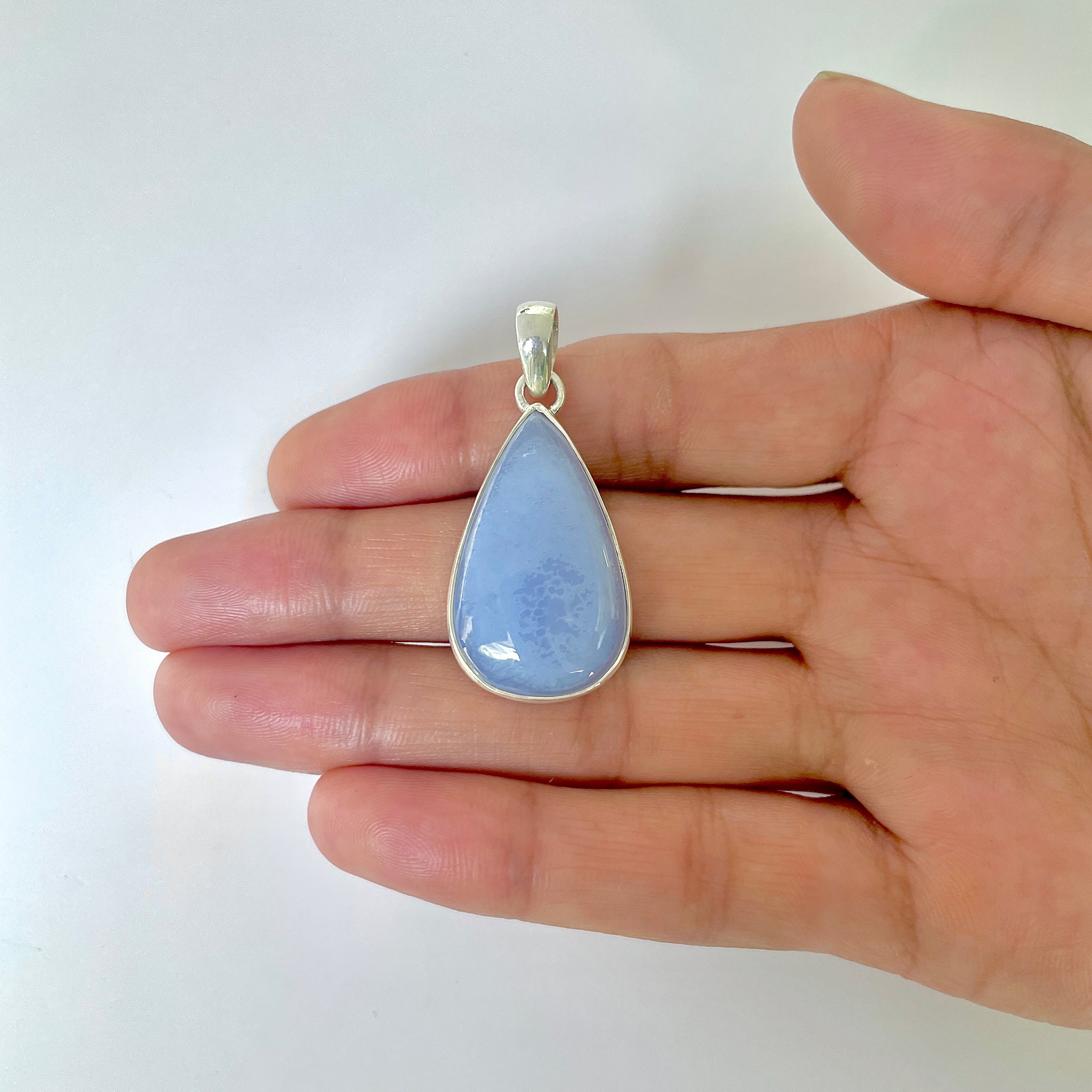 Blue Chalcedony Pendant-(BCH-1-8)