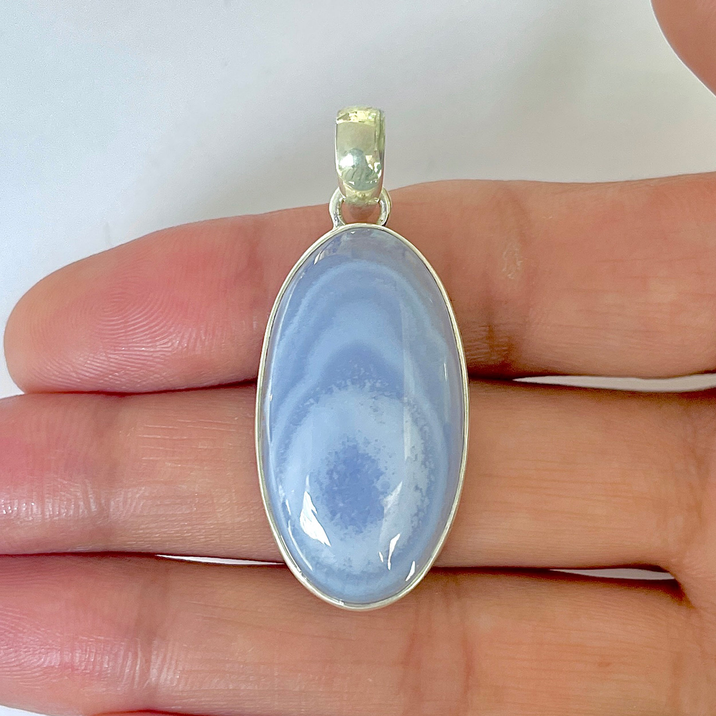 Blue Chalcedony Pendant-(BCH-1-9)