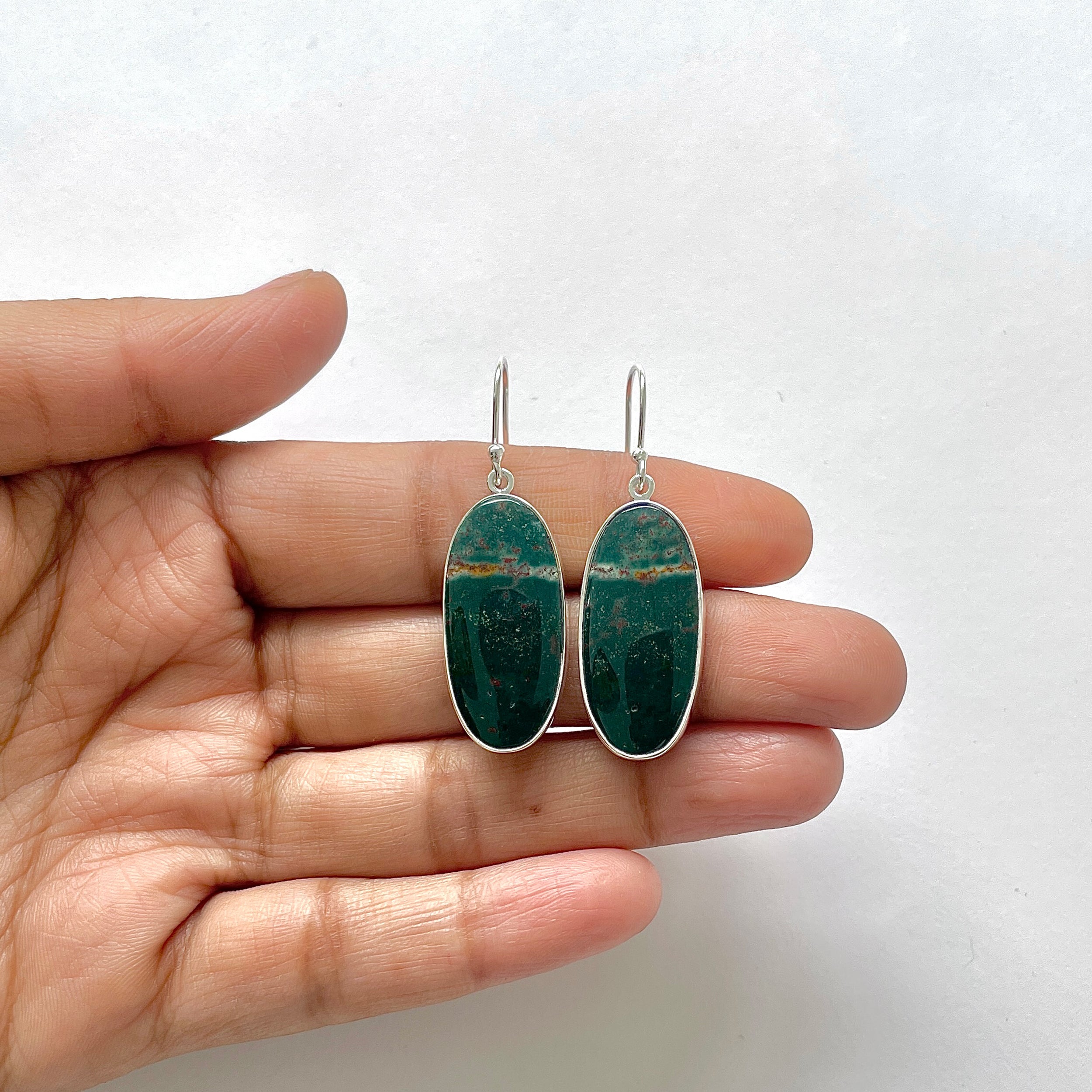 Blood Stone Earring-(BDS-3-13)