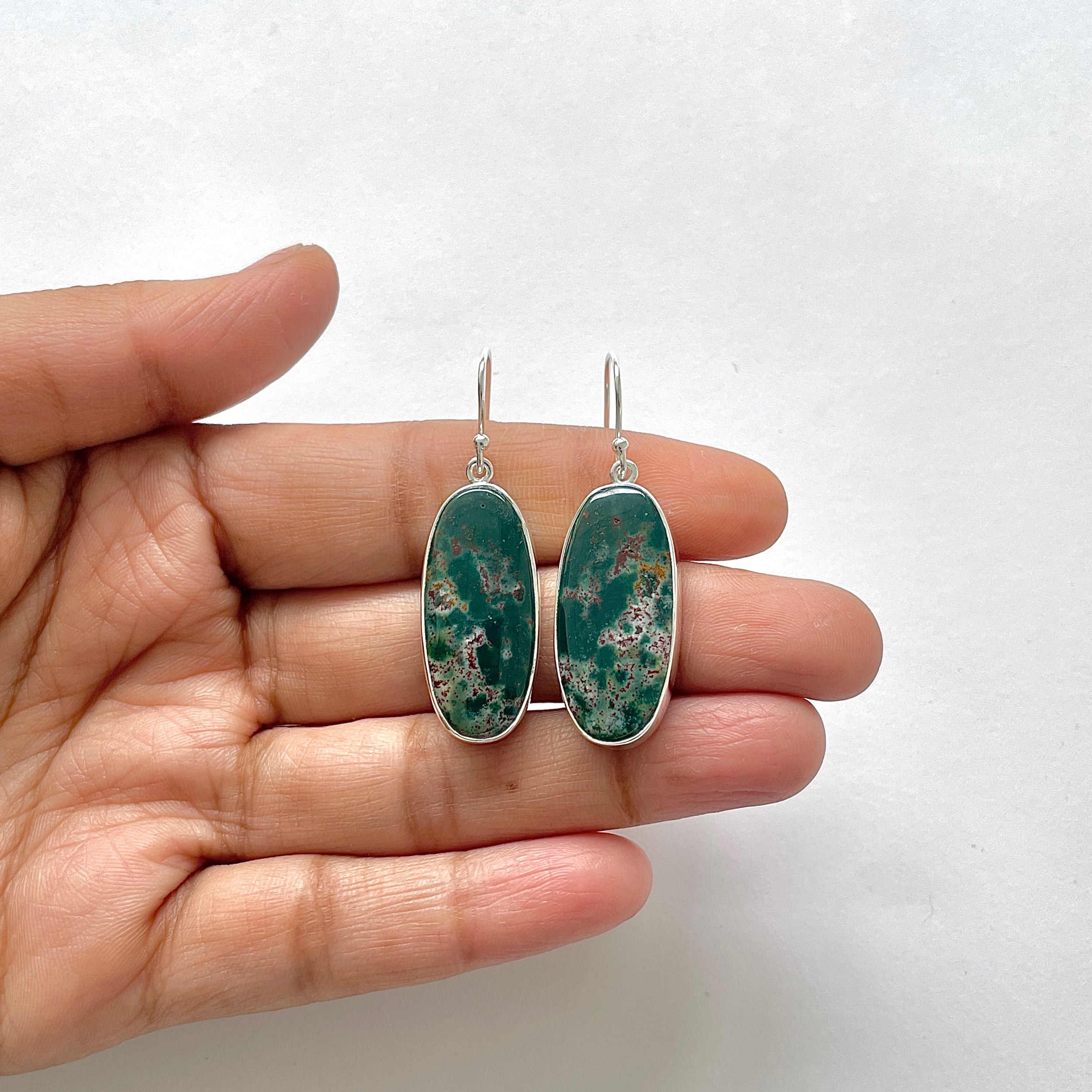 Blood Stone Earring-(BDS-3-7)