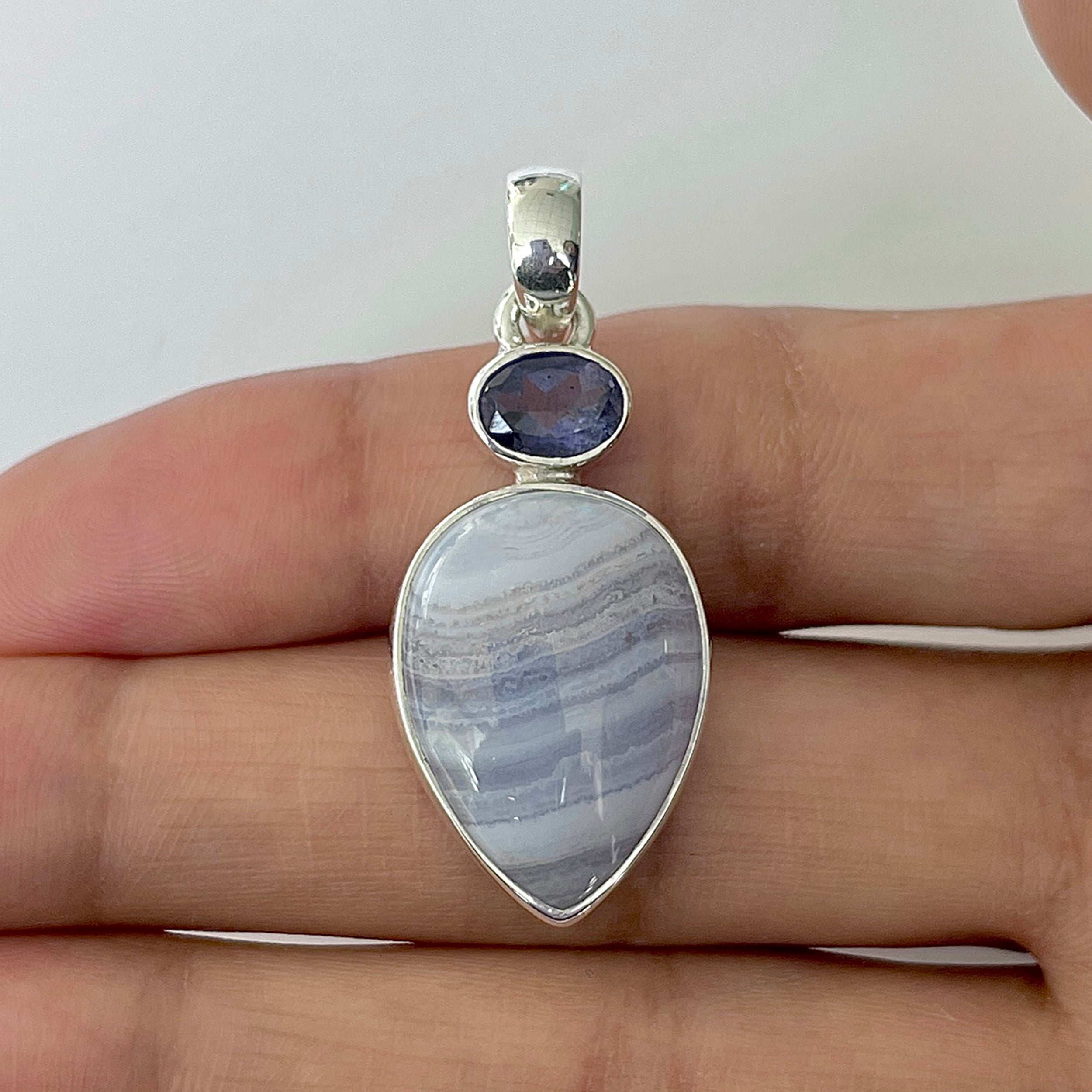 Blue Lace Agate Pendant-(BLA-1-16)