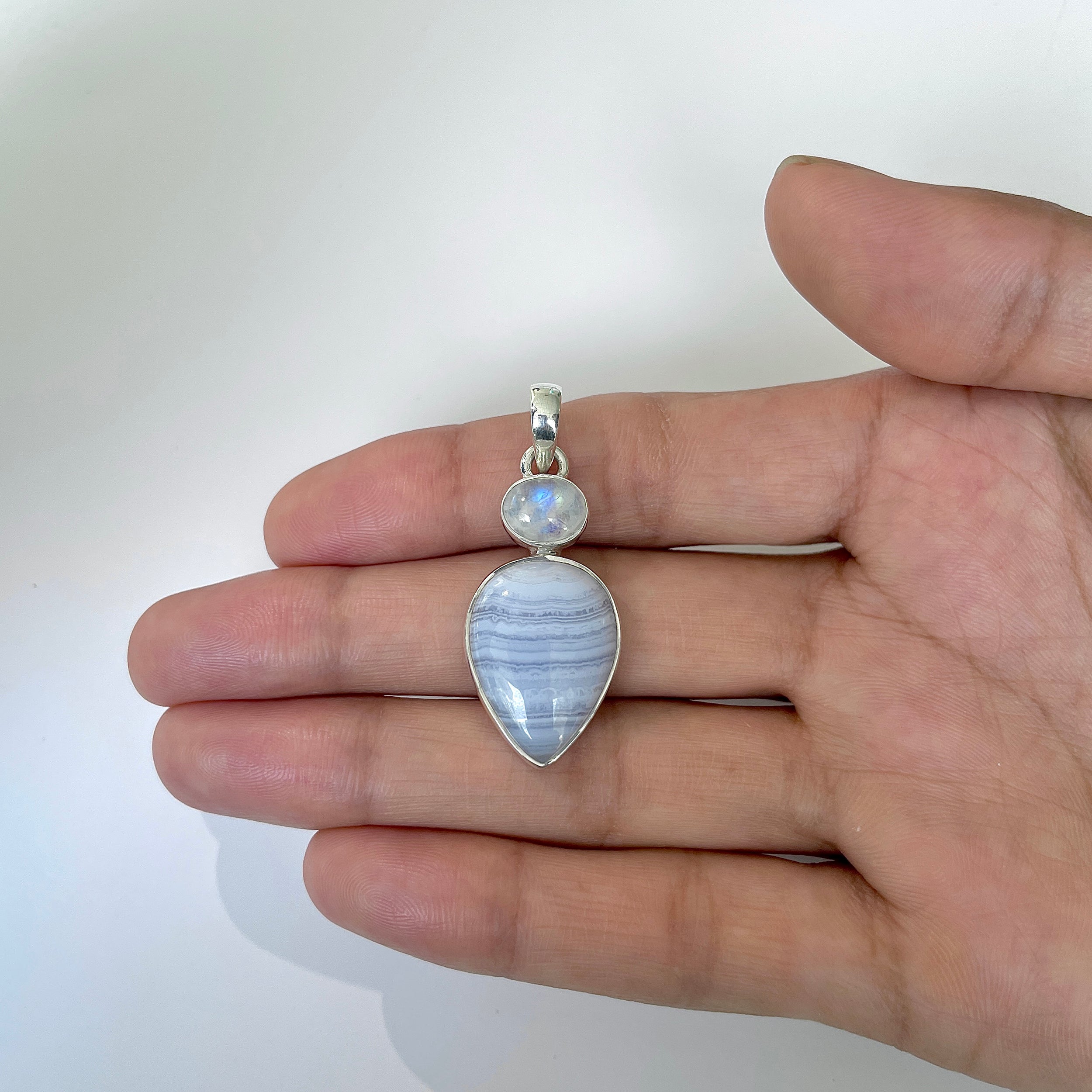 Blue Lace Agate Pendant-(BLA-1-18)
