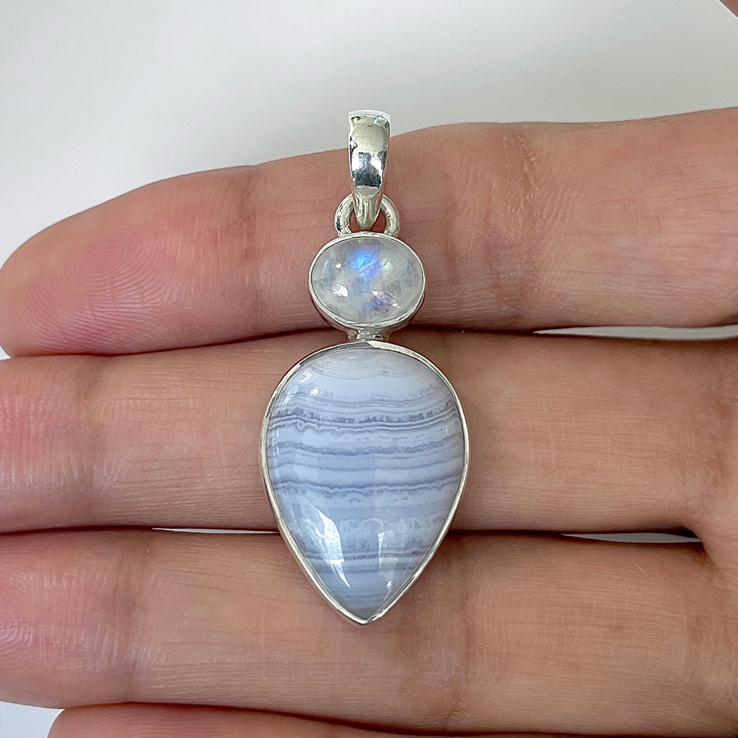 Blue Lace Agate Pendant-(BLA-1-18)
