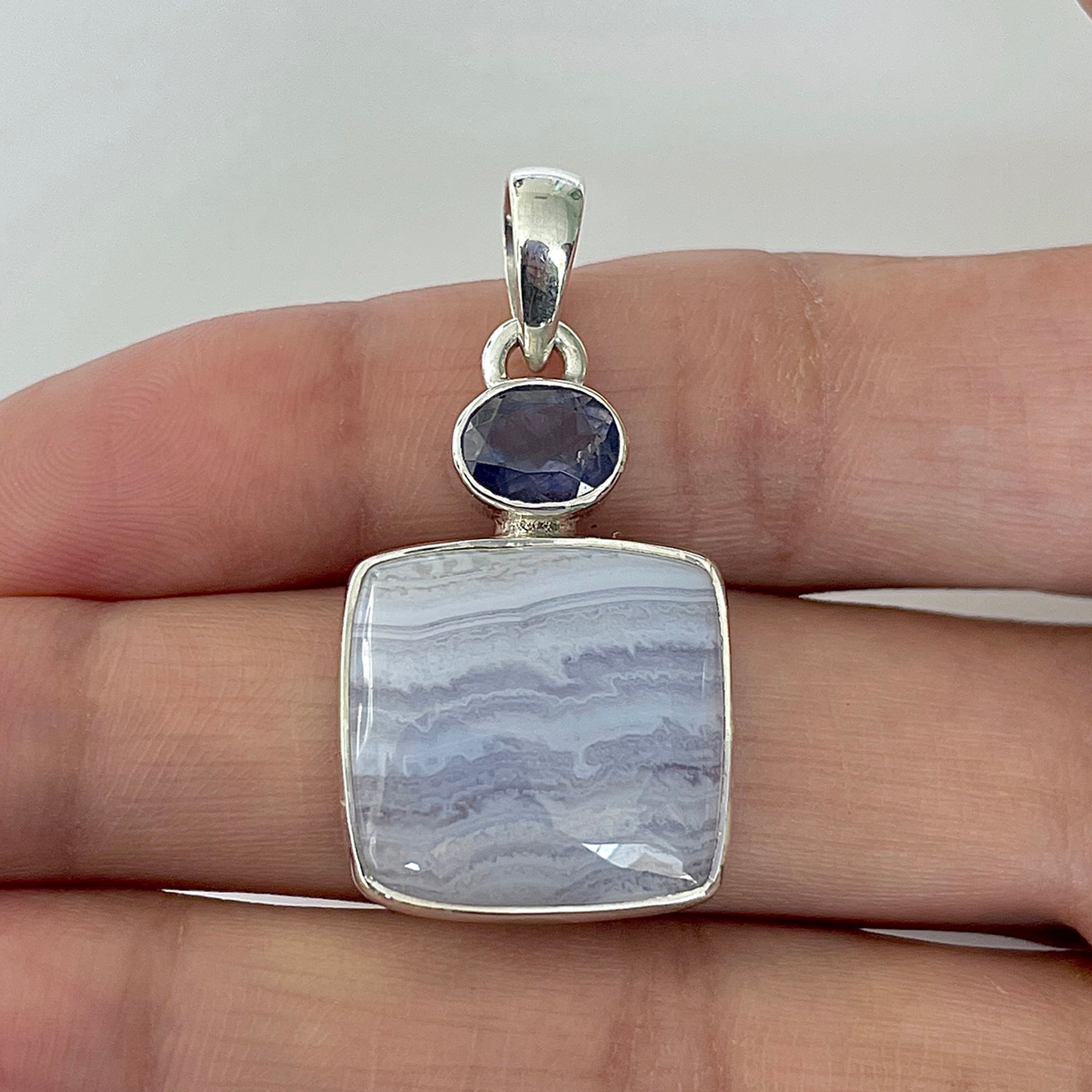 Blue Lace Agate Pendant-(BLA-1-24)