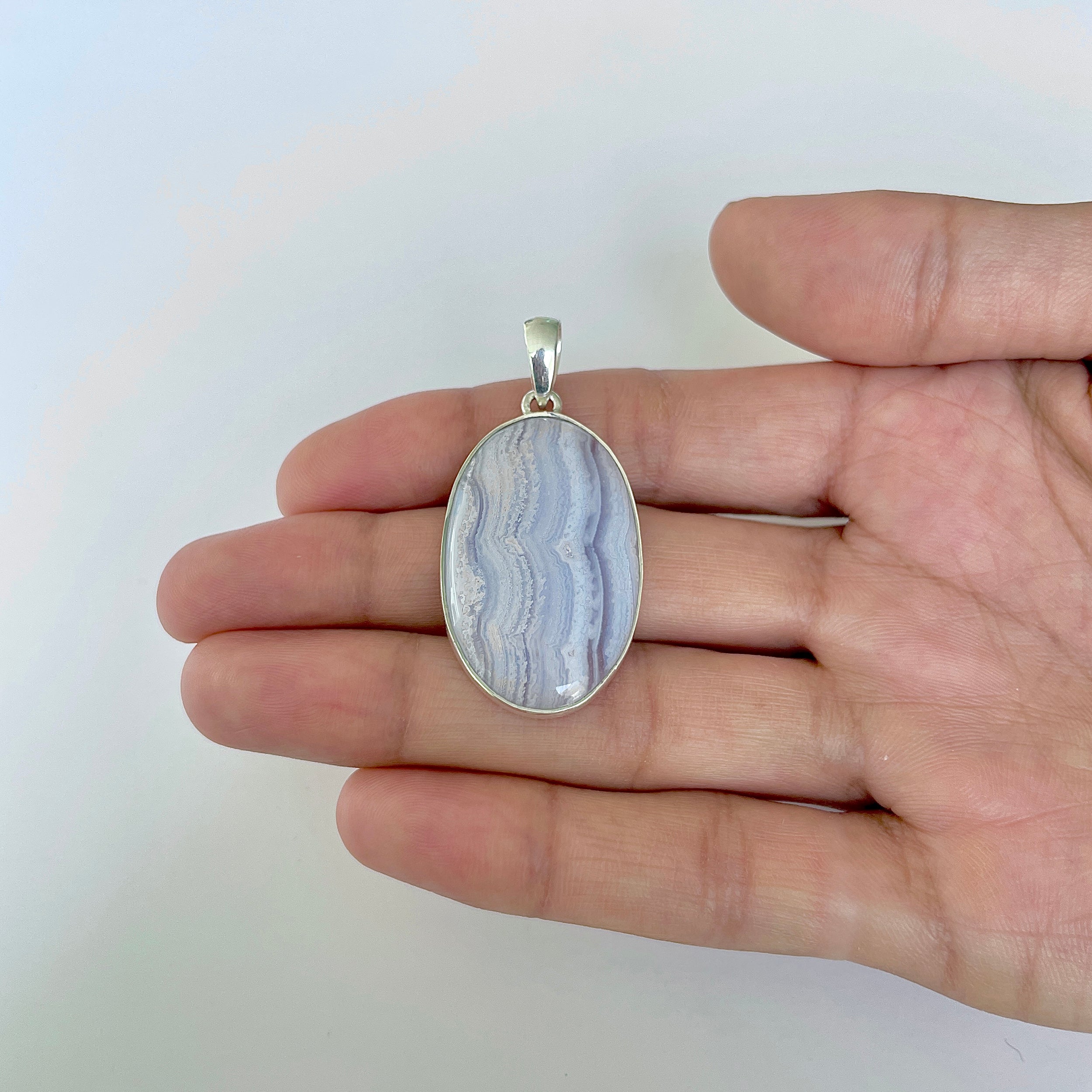 Blue Lace Agate Pendant-(BLA-1-3)