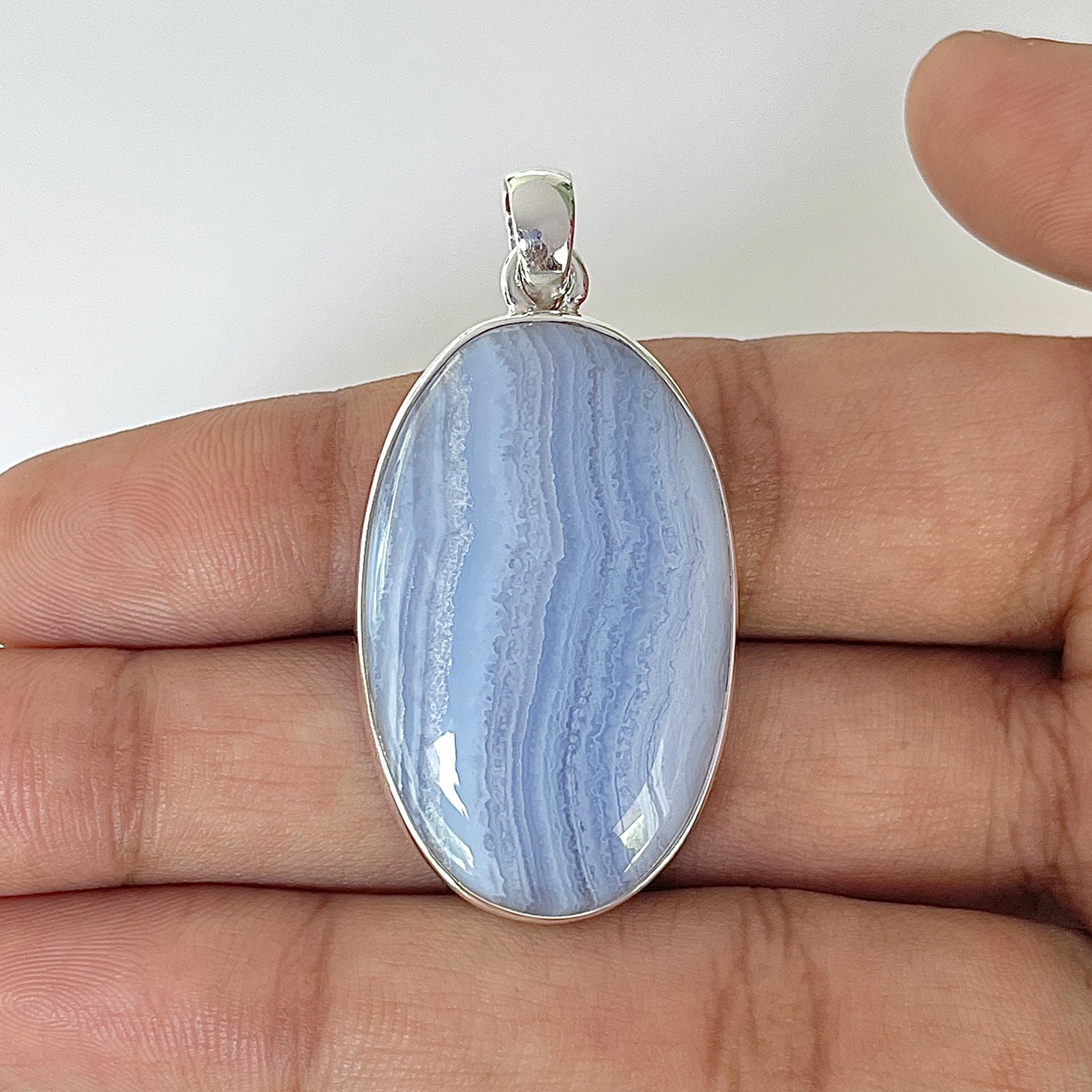 Blue Lace Agate Pendant-(BLA-1-4)