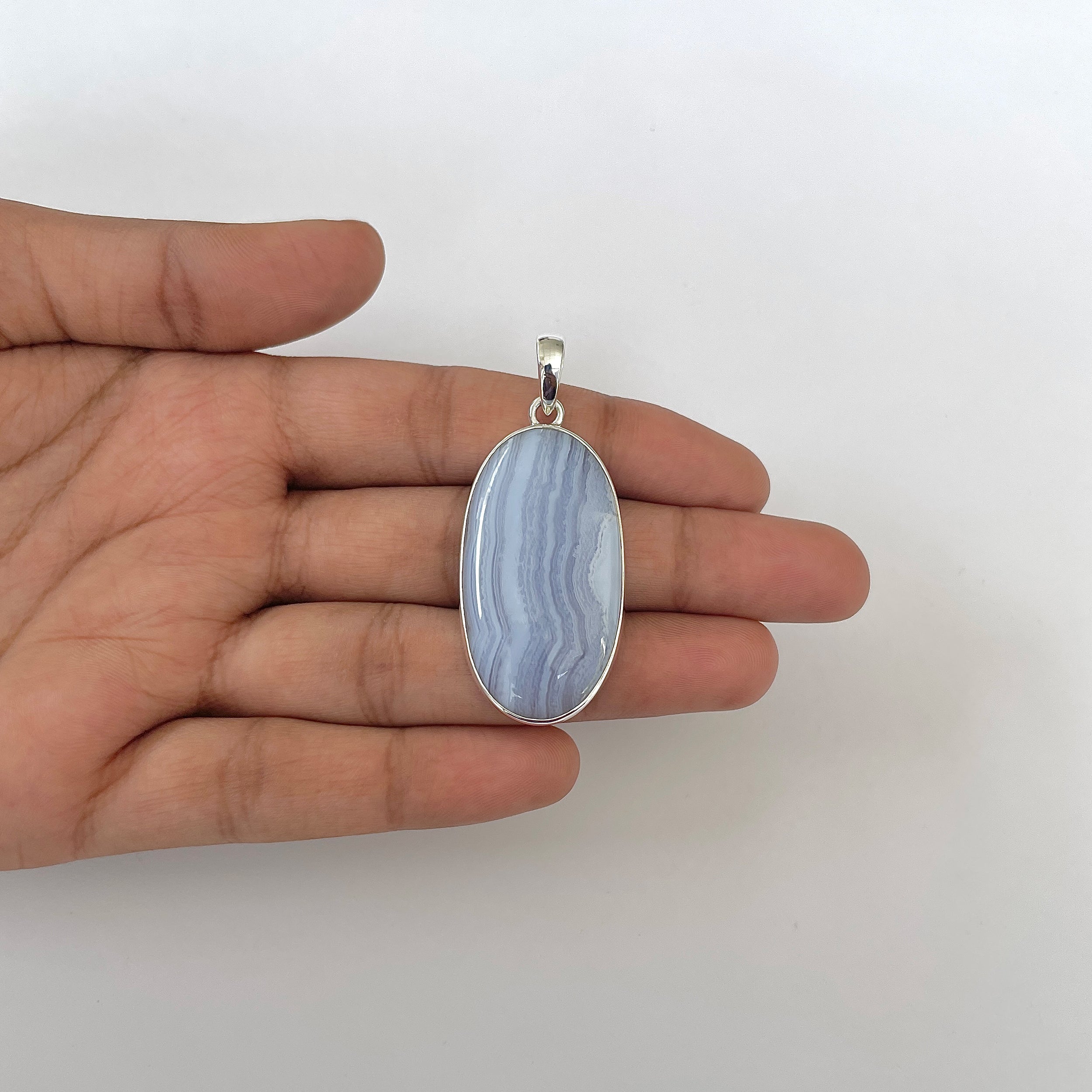 Blue Lace Agate Pendant-(BLA-1-43)