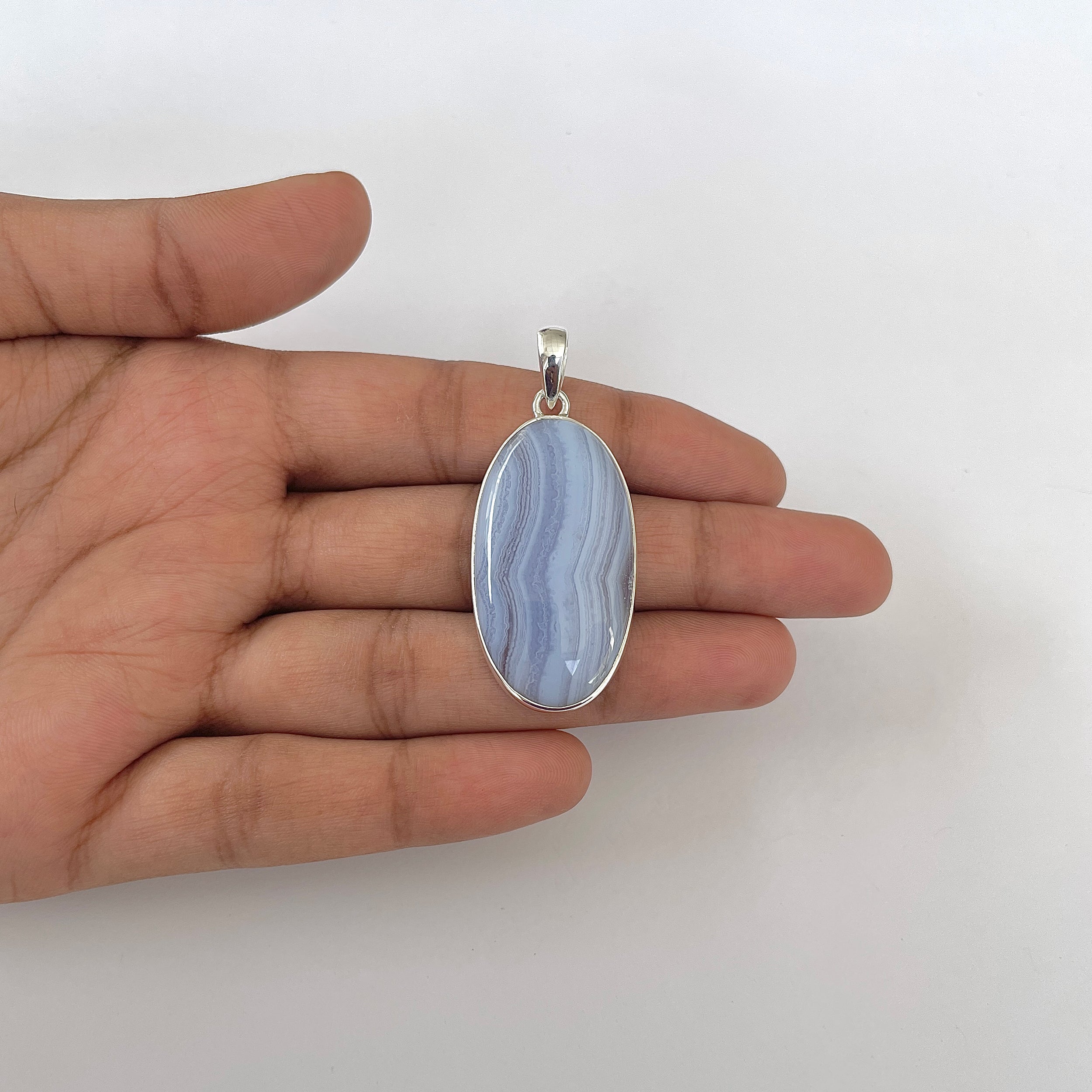 Blue Lace Agate Pendant-(BLA-1-47)